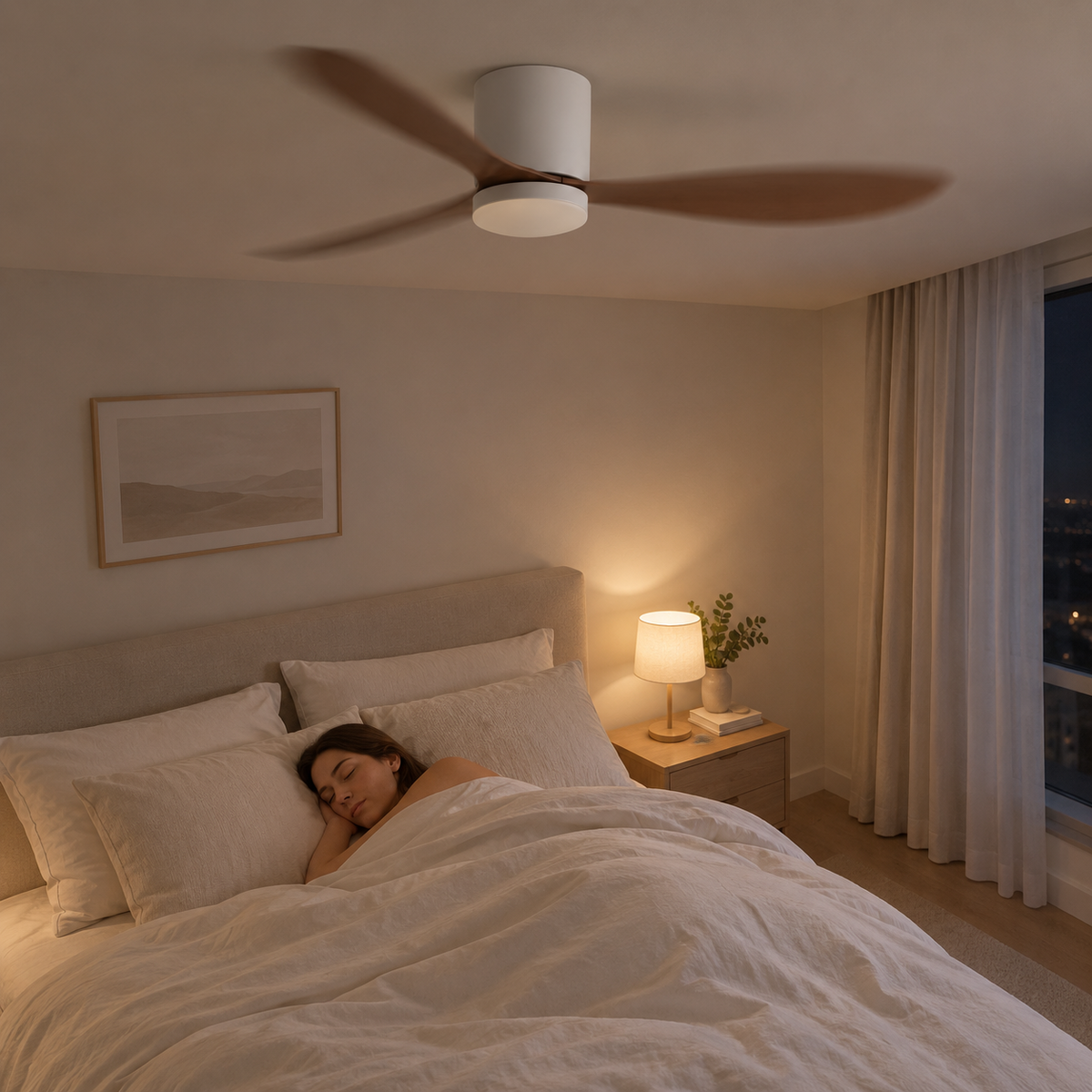 36/42/52 Inch Low Floor DC Motor Ceiling Fan with LED Light and Remote - 6-Speed Silent Deal for Bedroom Coffee Shop Home Hotel - Image 2 Image