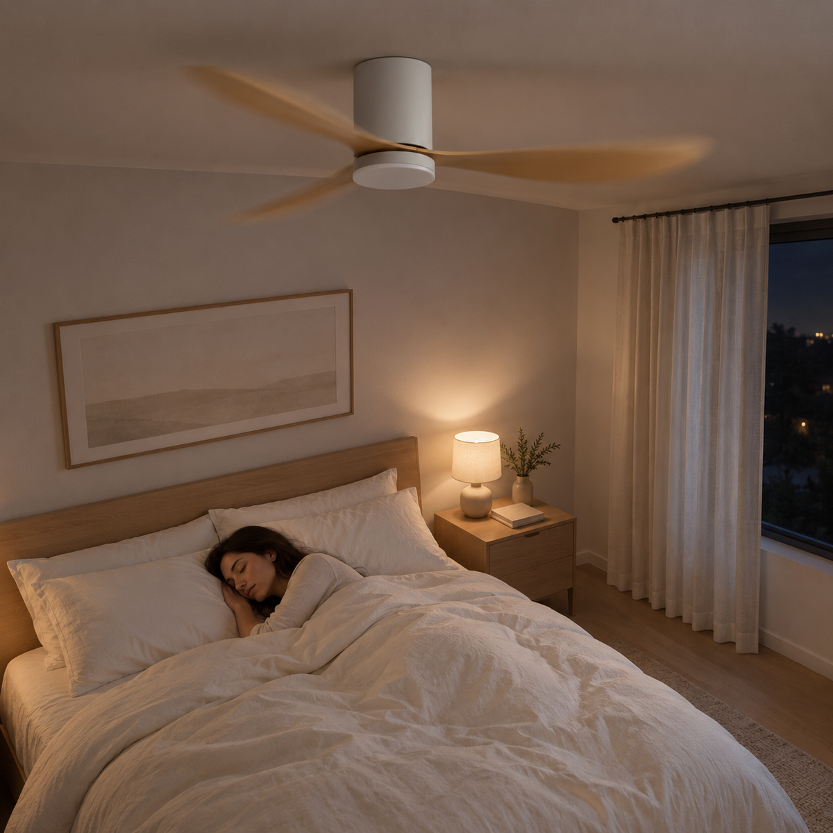 36/42/52 Inch Low Floor DC Motor Ceiling Fan with LED Light and Remote - 6-Speed Silent Deal for Bedroom Coffee Shop Home Hotel - Image 2 Image