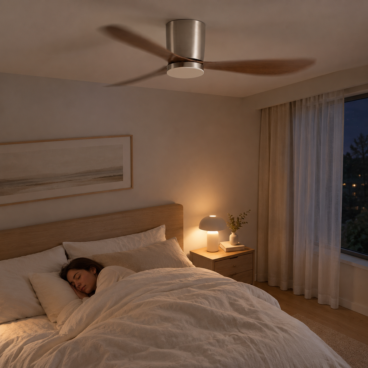 36/42/52 Inch Low Floor DC Motor Ceiling Fan with LED Light and Remote - 6-Speed Silent Deal for Bedroom Coffee Shop Home Hotel - Image 2 Image