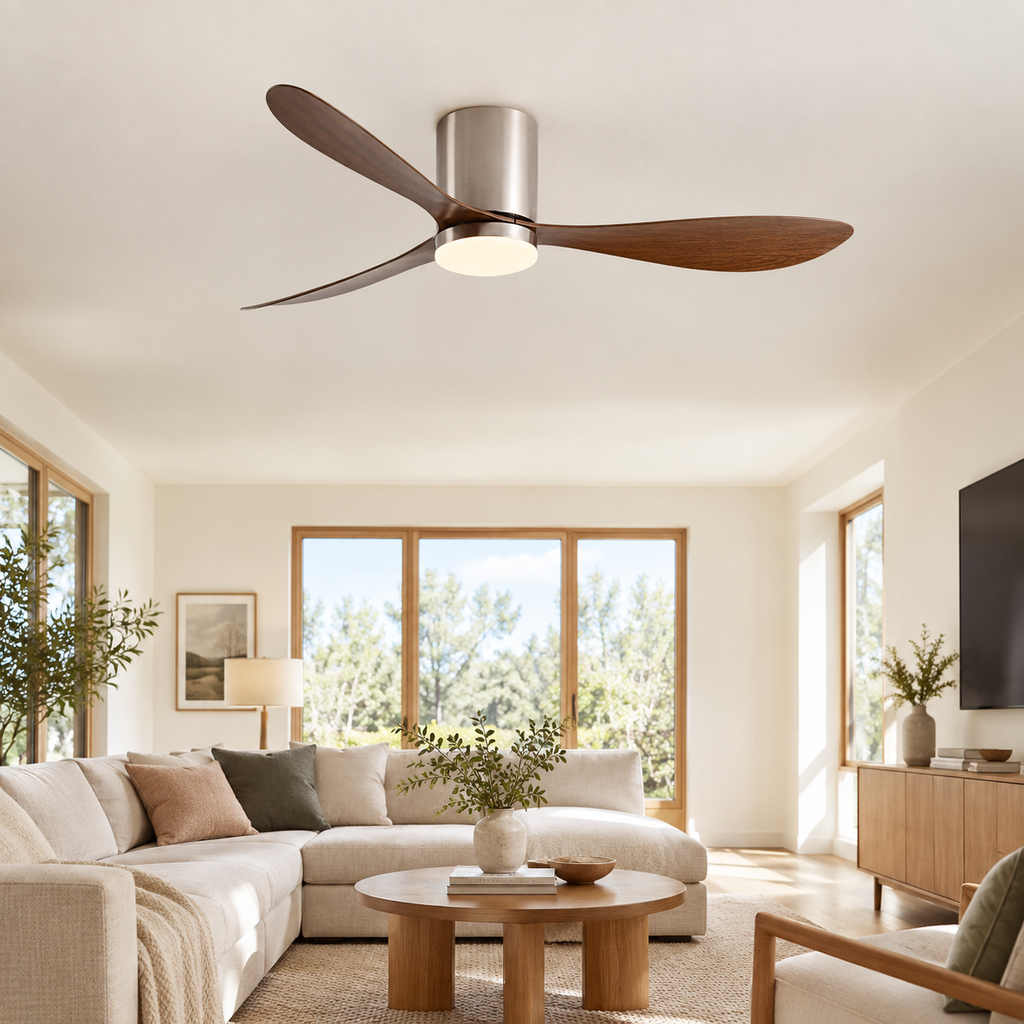 36/42/52 Inch Low Floor DC Motor Ceiling Fan with LED Light and Remote - 6-Speed Silent Deal for Bedroom Coffee Shop Home Hotel - Salon