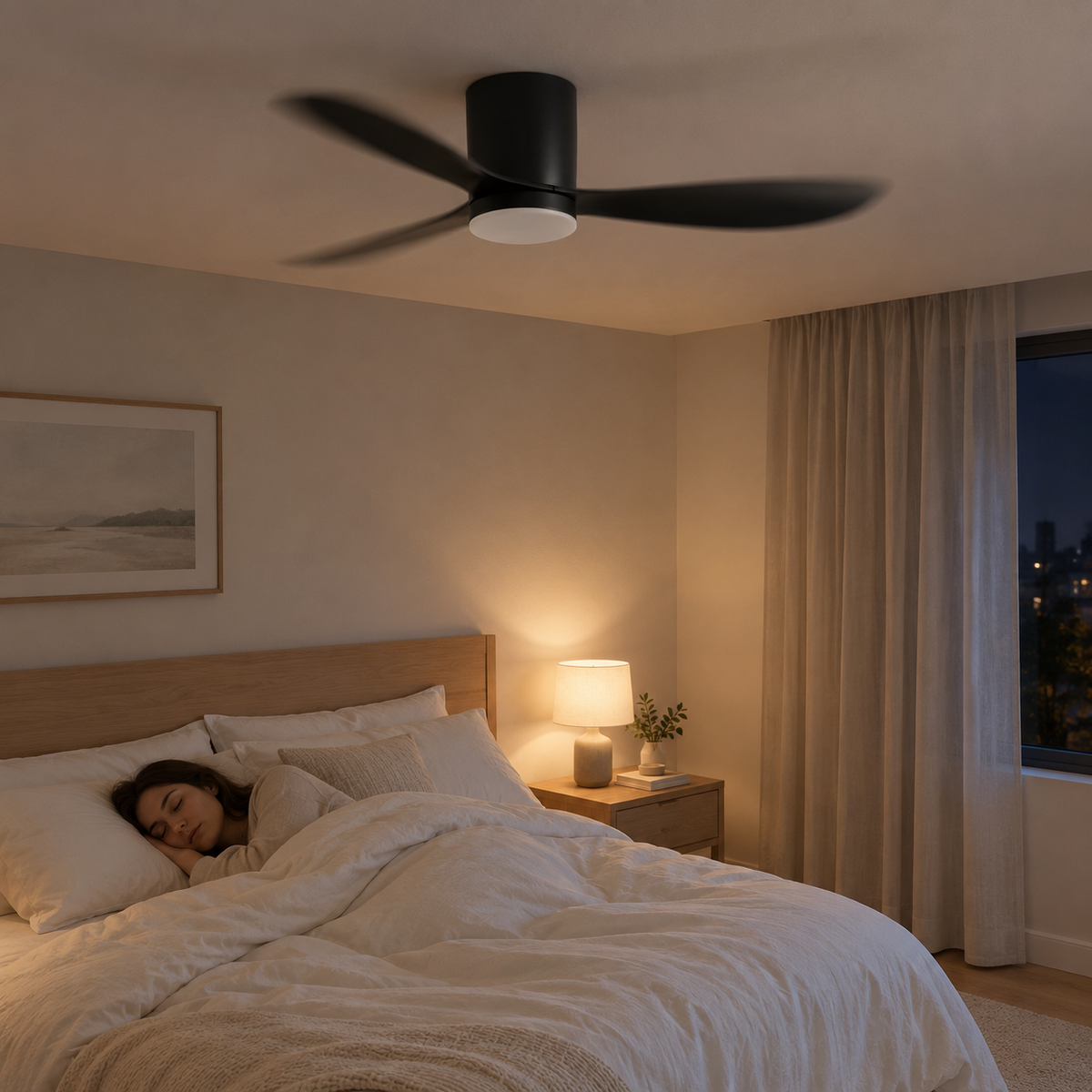 36/42/52 Inch Low Floor DC Motor Ceiling Fan with LED Light and Remote - 6-Speed Silent Deal for Bedroom Coffee Shop Home Hotel - Image 2 Image