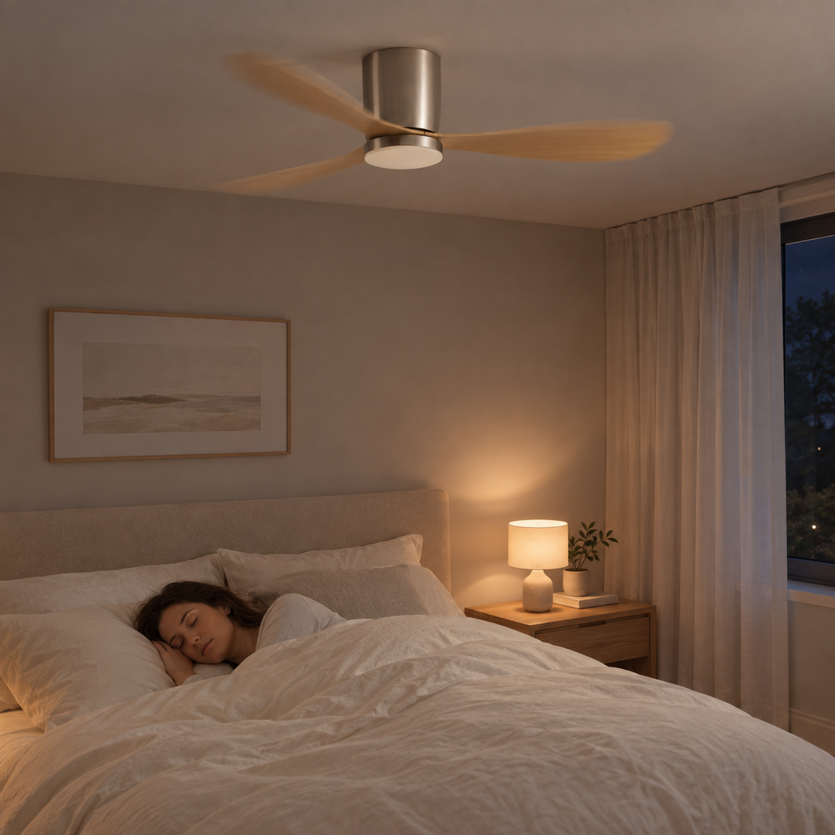 36/42/52 Inch Low Floor DC Motor Ceiling Fan with LED Light and Remote - 6-Speed Silent Deal for Bedroom Coffee Shop Home Hotel - Image 2 Image