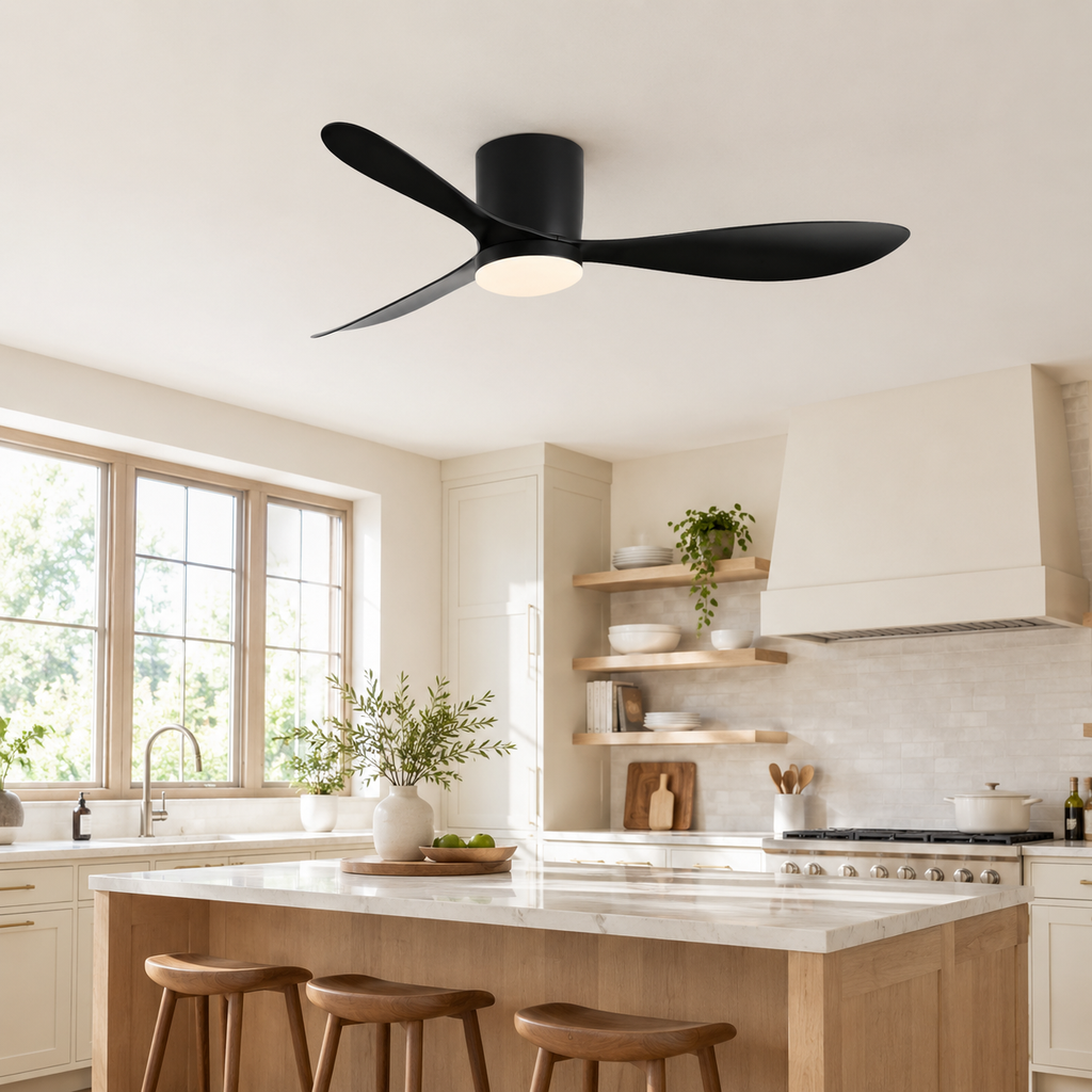 36/42/52 Inch Low Floor DC Motor Ceiling Fan with LED Light and Remote - 6-Speed Silent Deal for Bedroom Coffee Shop Home Hotel - Cuisine