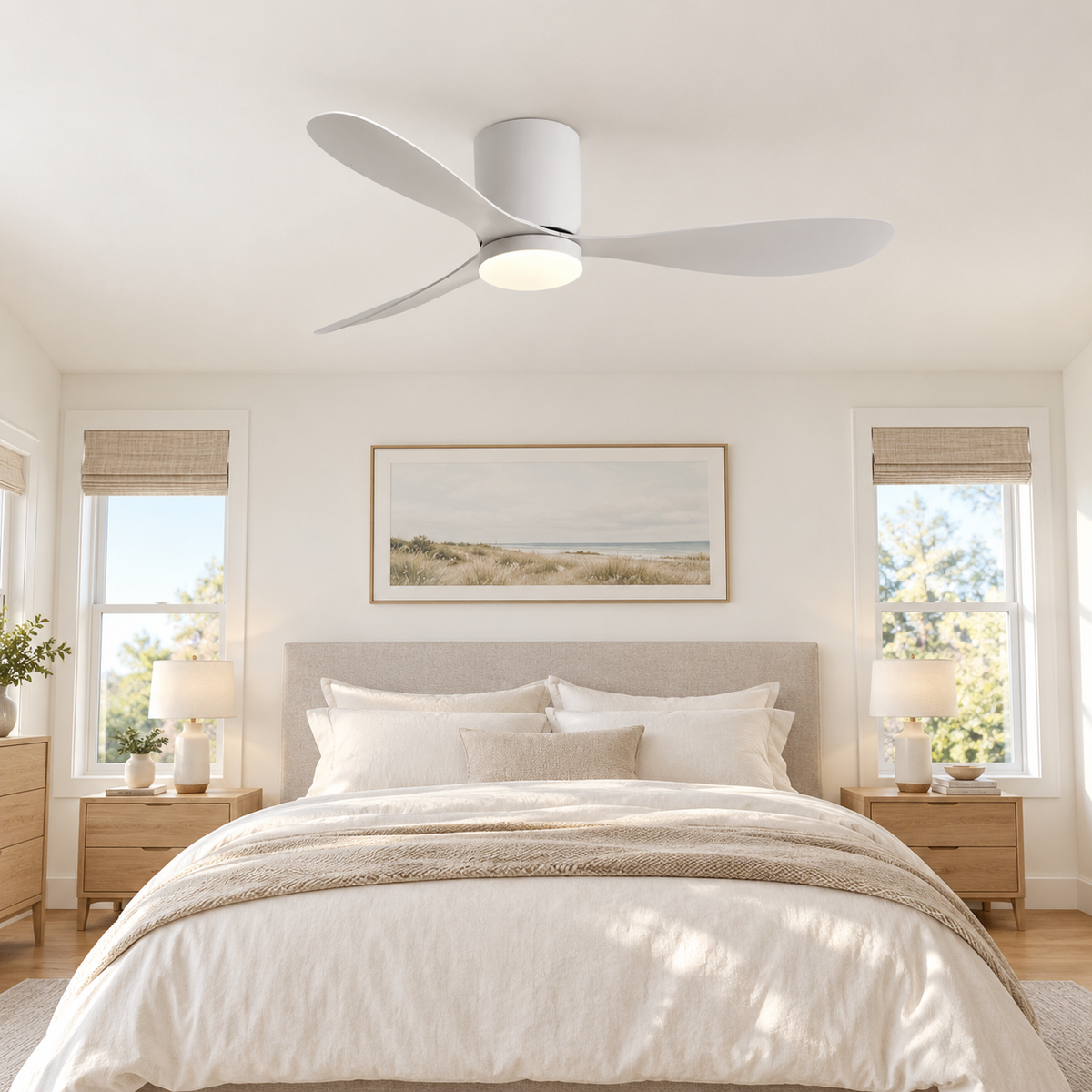36/42/52 Inch Low Floor DC Motor Ceiling Fan with LED Light and Remote - 6-Speed Silent Deal for Bedroom Coffee Shop Home Hotel - Chambre