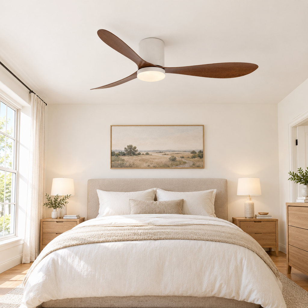 36/42/52 Inch Low Floor DC Motor Ceiling Fan with LED Light and Remote - 6-Speed Silent Deal for Bedroom Coffee Shop Home Hotel - Chambre