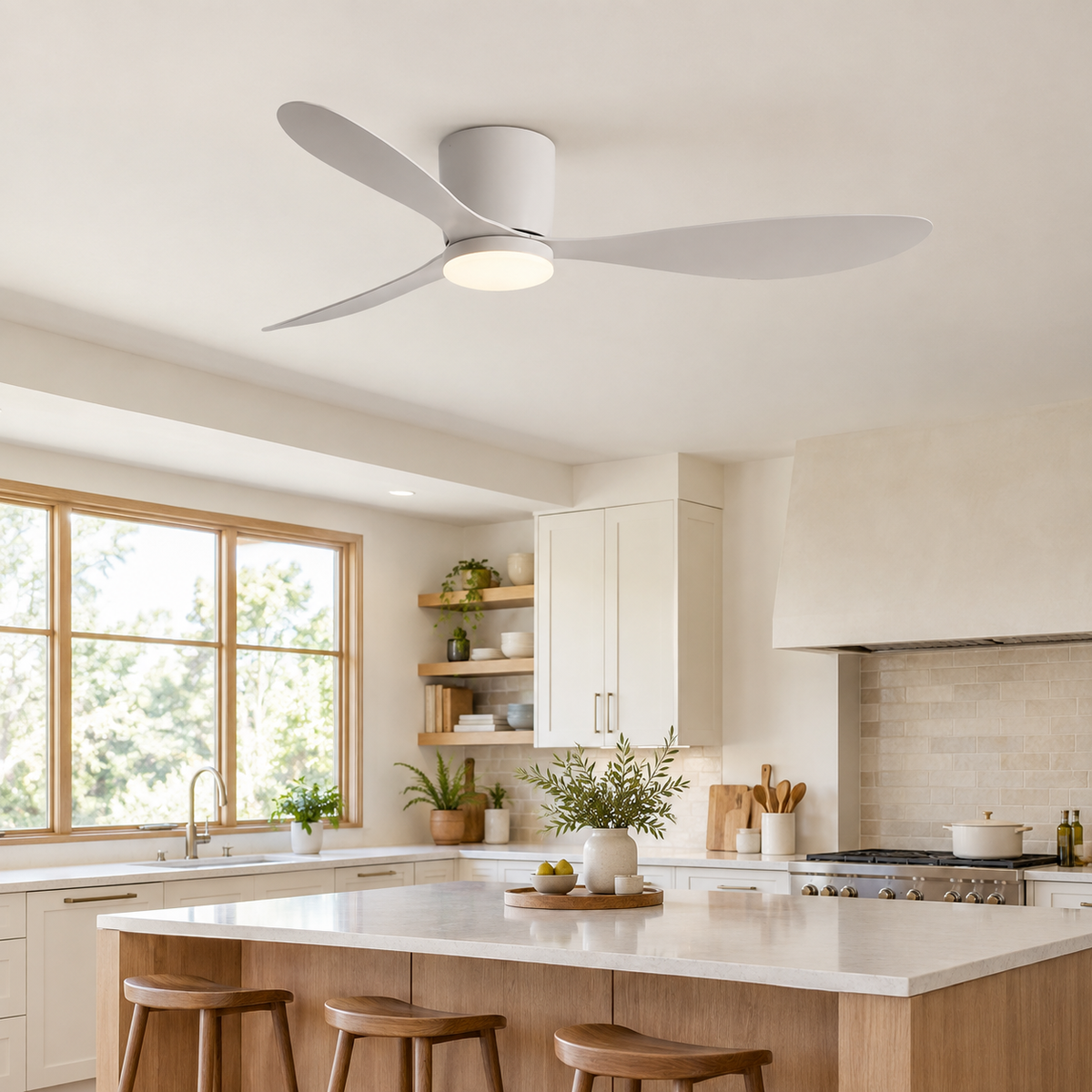 36/42/52 Inch Low Floor DC Motor Ceiling Fan with LED Light and Remote - 6-Speed Silent Deal for Bedroom Coffee Shop Home Hotel - Cuisine