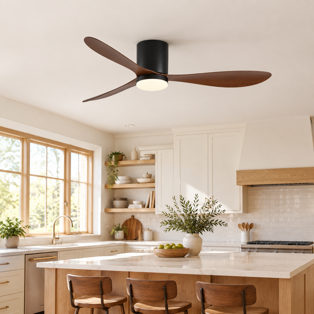 36/42/52 Inch Low Floor DC Motor Ceiling Fan with LED Light and Remote - 6-Speed Silent Deal for Bedroom Coffee Shop Home Hotel - Cuisine