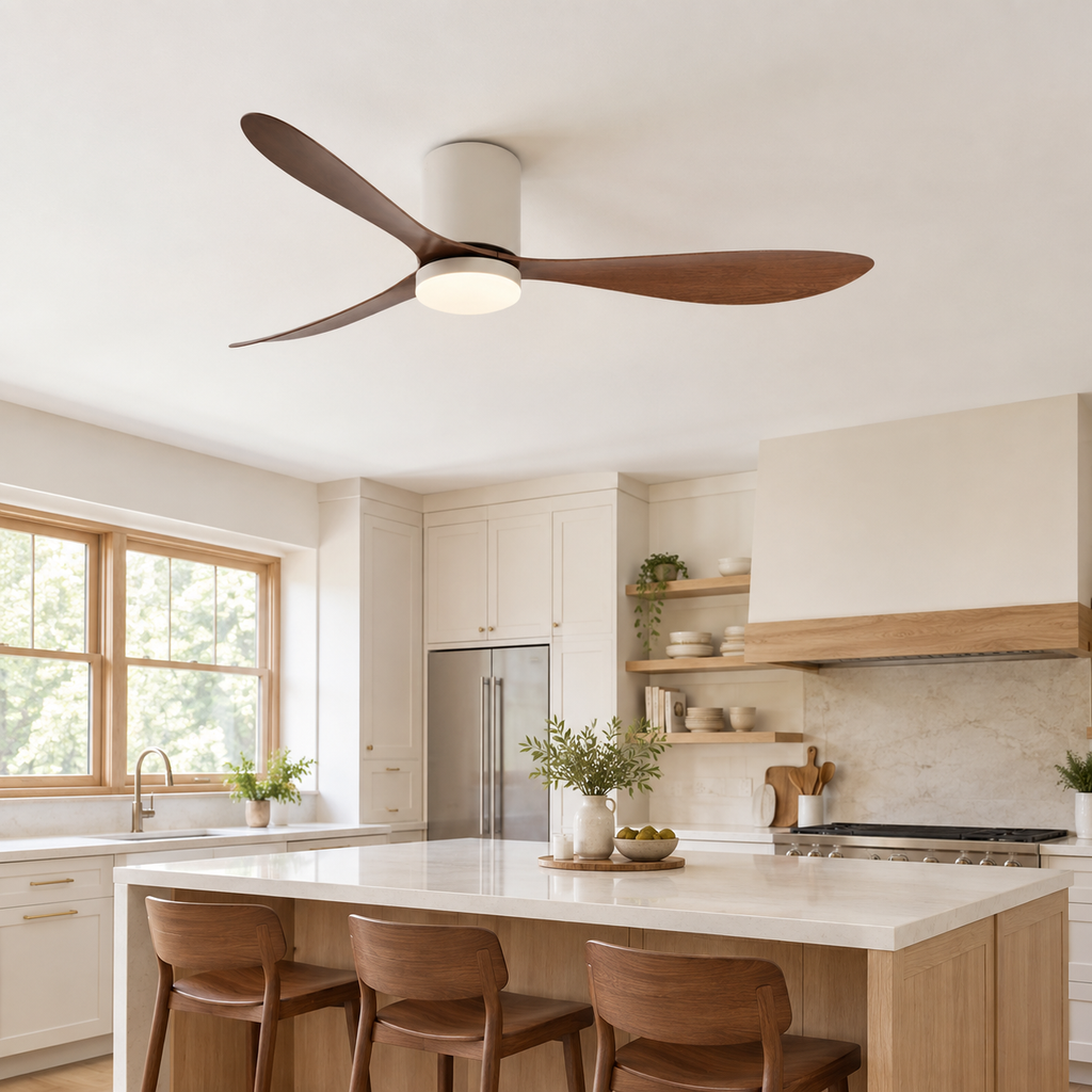 36/42/52 Inch Low Floor DC Motor Ceiling Fan with LED Light and Remote - 6-Speed Silent Deal for Bedroom Coffee Shop Home Hotel - Cuisine