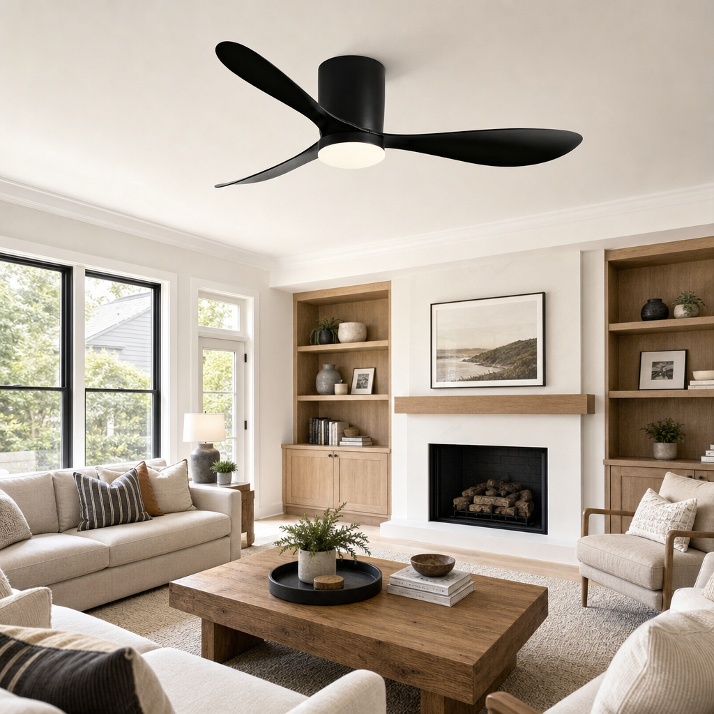 36/42/52 Inch Low Floor DC Motor Ceiling Fan with LED Light and Remote - 6-Speed Silent Deal for Bedroom Coffee Shop Home Hotel - Salon