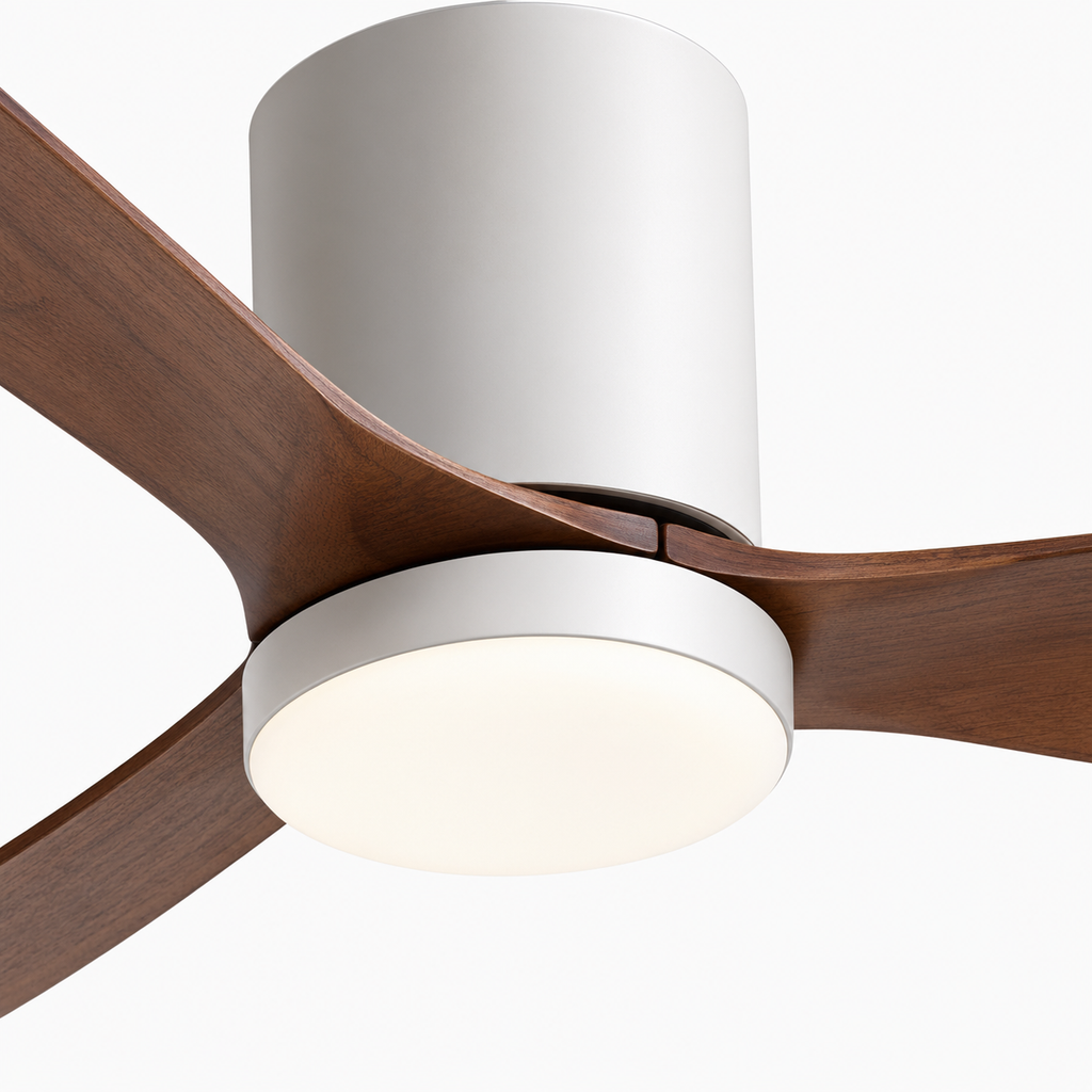 36/42/52 Inch Low Floor DC Motor Ceiling Fan with LED Light and Remote - 6-Speed Silent Deal for Bedroom Coffee Shop Home Hotel - Close up 1