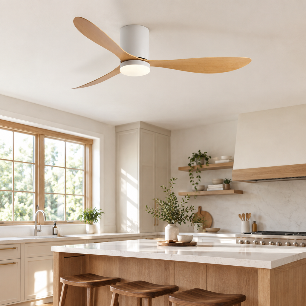 36/42/52 Inch Low Floor DC Motor Ceiling Fan with LED Light and Remote - 6-Speed Silent Deal for Bedroom Coffee Shop Home Hotel - Cuisine