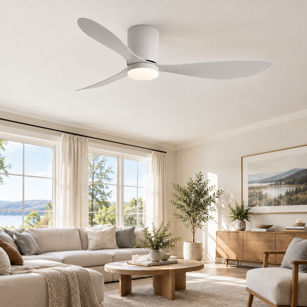 36/42/52 Inch Low Floor DC Motor Ceiling Fan with LED Light and Remote - 6-Speed Silent Deal for Bedroom Coffee Shop Home Hotel - Salon