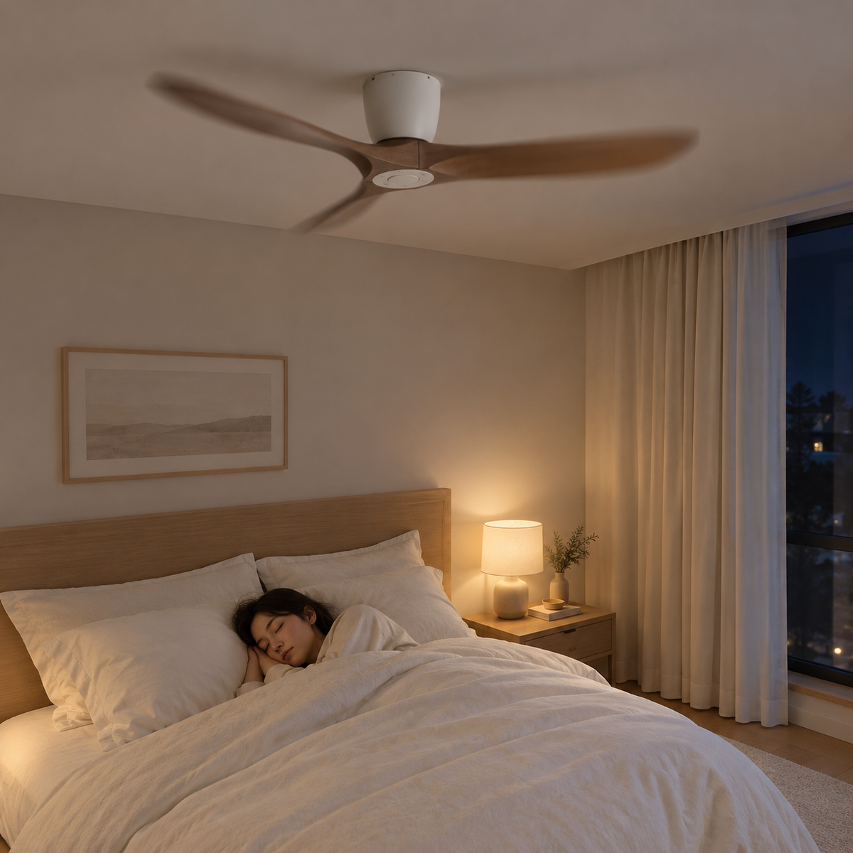 36/42/52 Inch Low Floor DC Motor Ceiling Fan with Light and Remote - 6-Speed Silent Deal NO Light for Low Ceilings for Bedroom - Image 2 Image