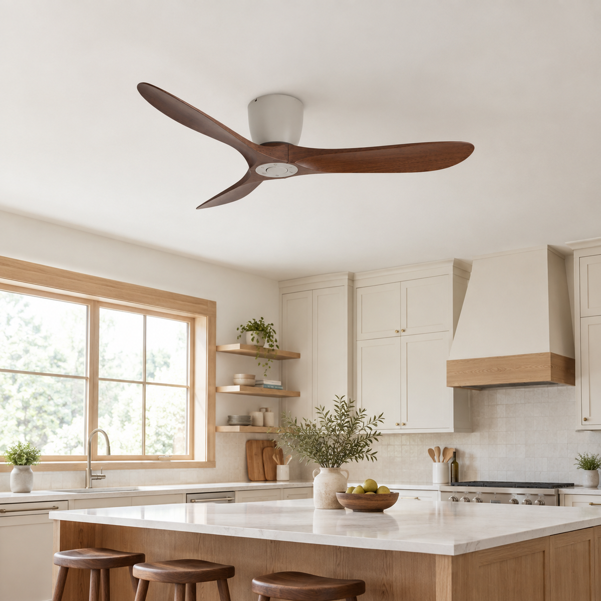 36/42/52 Inch Low Floor DC Motor Ceiling Fan with Light and Remote - 6-Speed Silent Deal NO Light for Low Ceilings for Bedroom - Cuisine