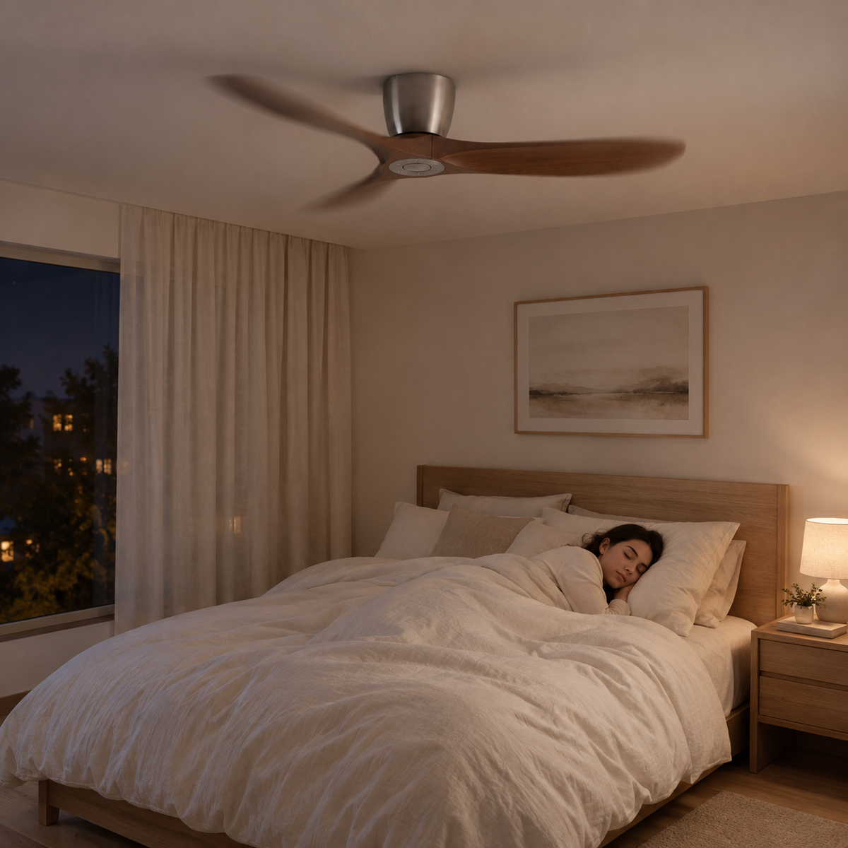36/42/52 Inch Low Floor DC Motor Ceiling Fan with Light and Remote - 6-Speed Silent Deal NO Light for Low Ceilings for Bedroom - Image 2 Image