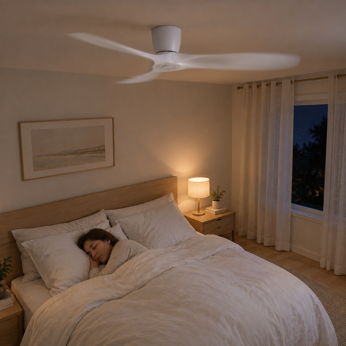 36/42/52 Inch Low Floor DC Motor Ceiling Fan with Light and Remote - 6-Speed Silent Deal NO Light for Low Ceilings for Bedroom - Image 2 Image