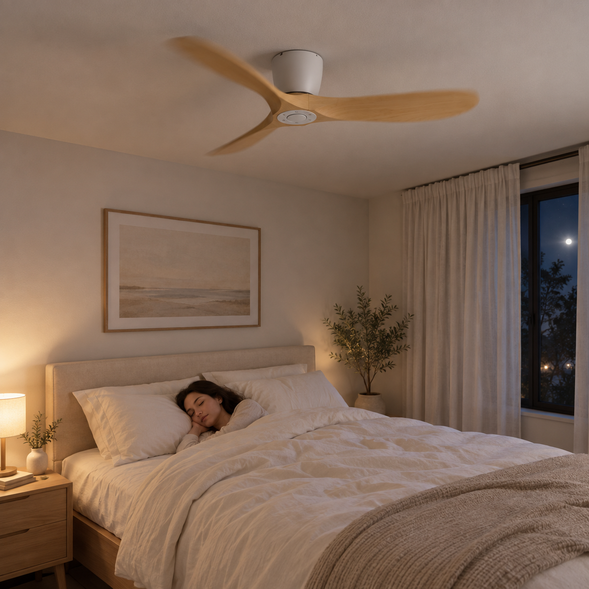 36/42/52 Inch Low Floor DC Motor Ceiling Fan with Light and Remote - 6-Speed Silent Deal NO Light for Low Ceilings for Bedroom - Image 2 Image