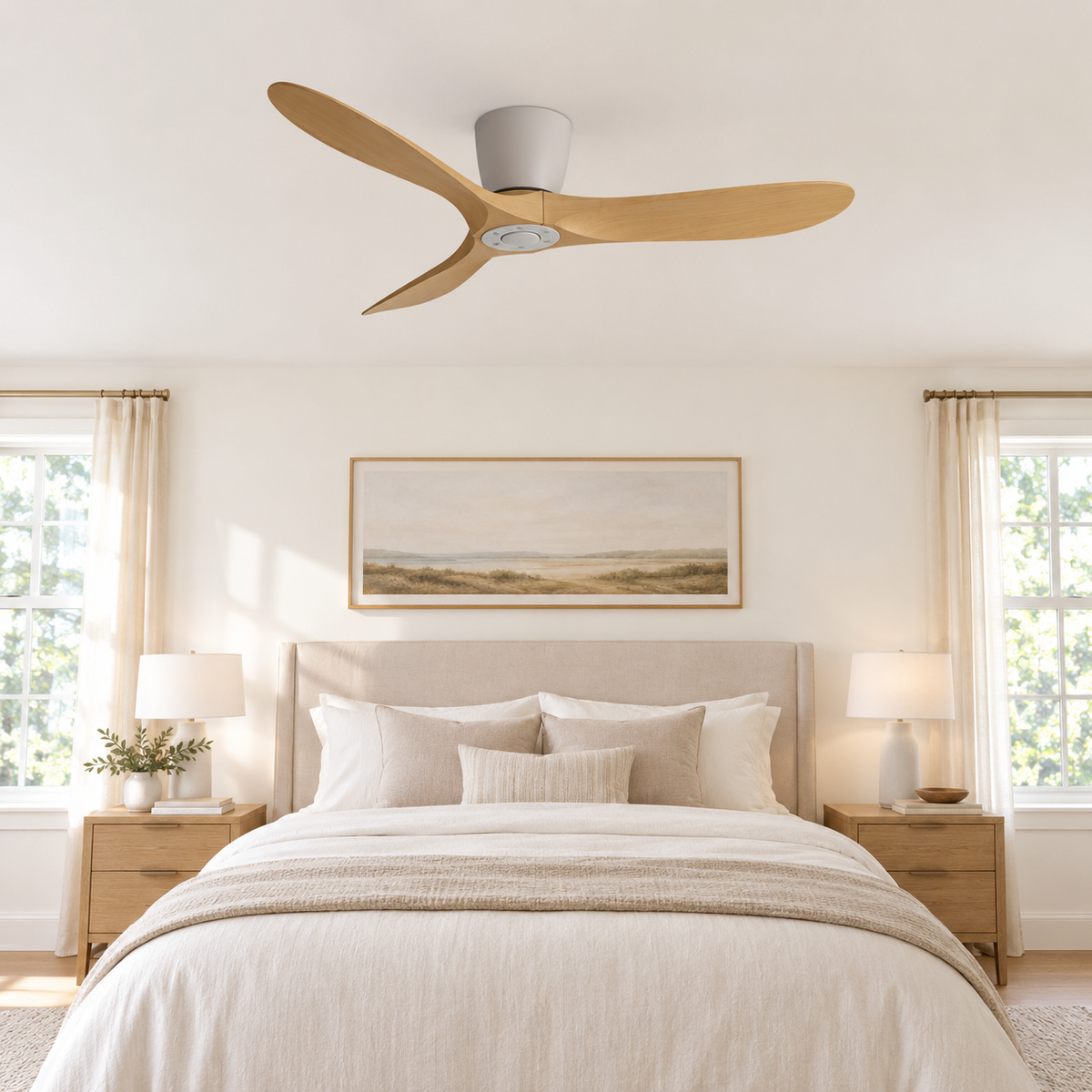 36/42/52 Inch Low Floor DC Motor Ceiling Fan with Light and Remote - 6-Speed Silent Deal NO Light for Low Ceilings for Bedroom - Chambre