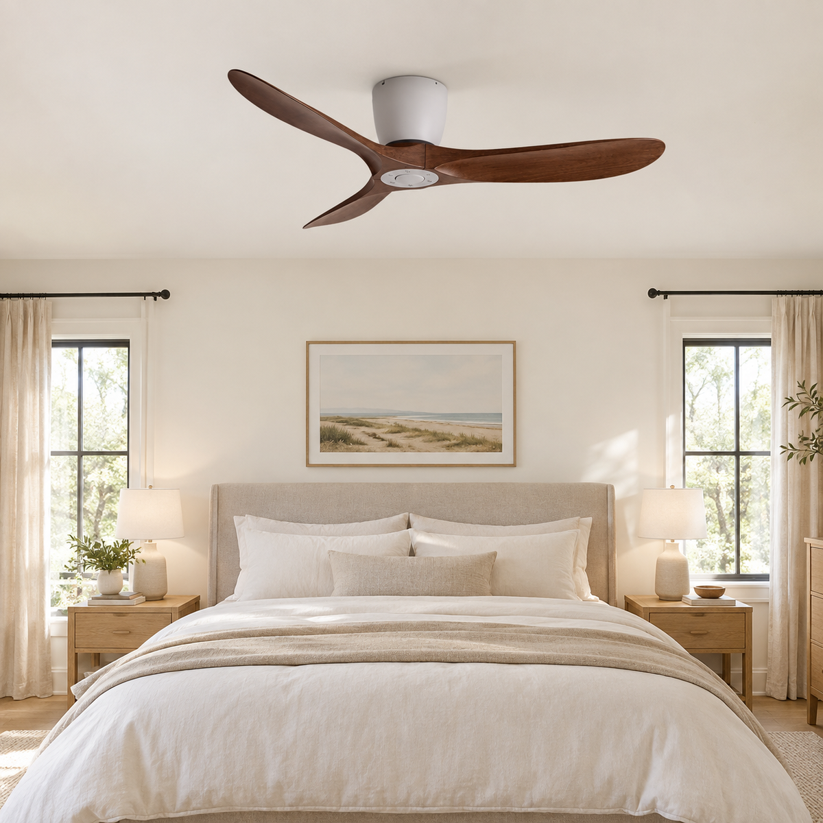 36/42/52 Inch Low Floor DC Motor Ceiling Fan with Light and Remote - 6-Speed Silent Deal NO Light for Low Ceilings for Bedroom - Chambre