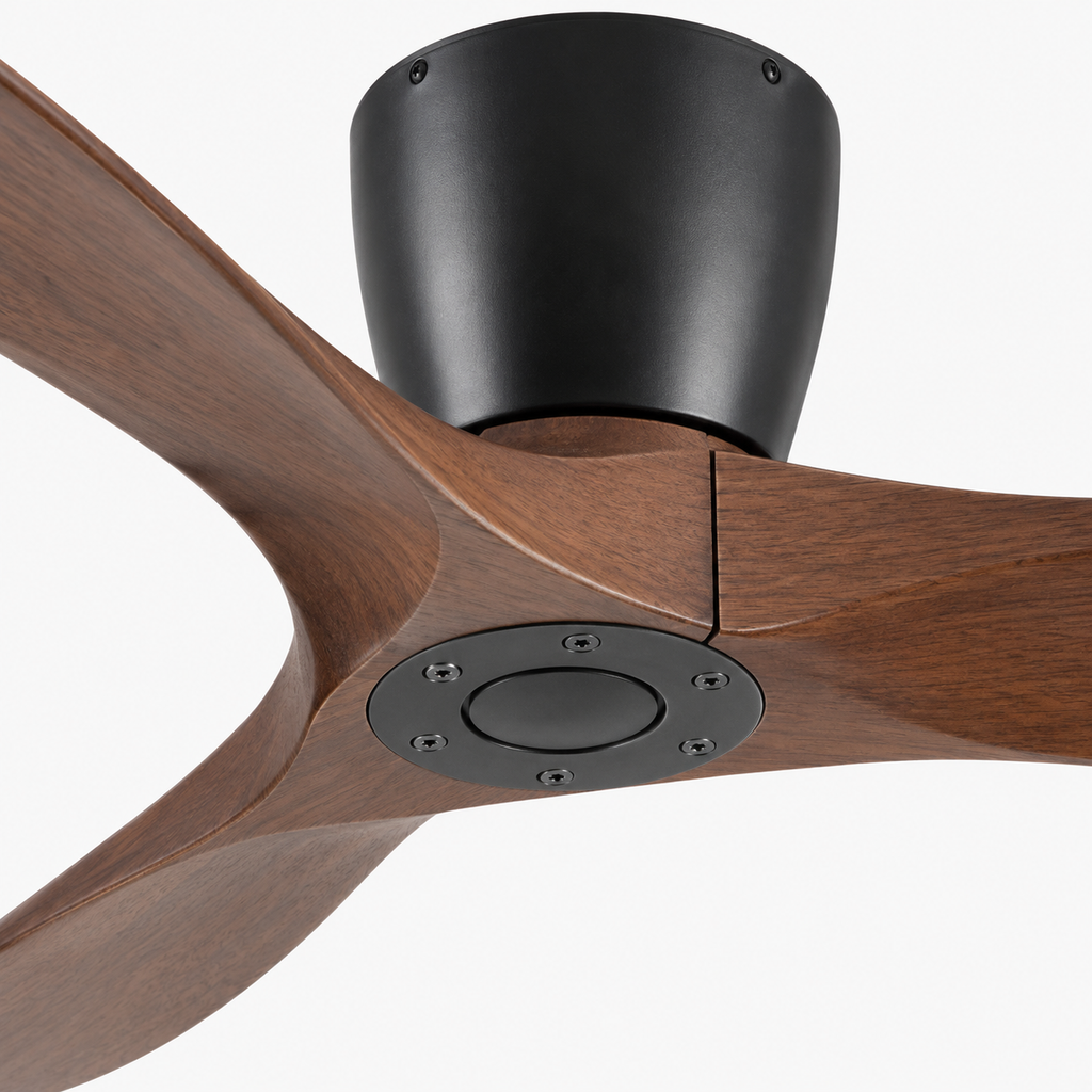 36/42/52 Inch Low Floor DC Motor Ceiling Fan with Light and Remote - 6-Speed Silent Deal NO Light for Low Ceilings for Bedroom - Close up 1