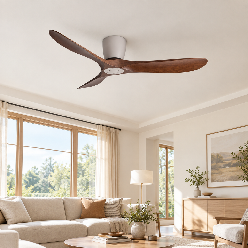 36/42/52 Inch Low Floor DC Motor Ceiling Fan with Light and Remote - 6-Speed Silent Deal NO Light for Low Ceilings for Bedroom - Salon