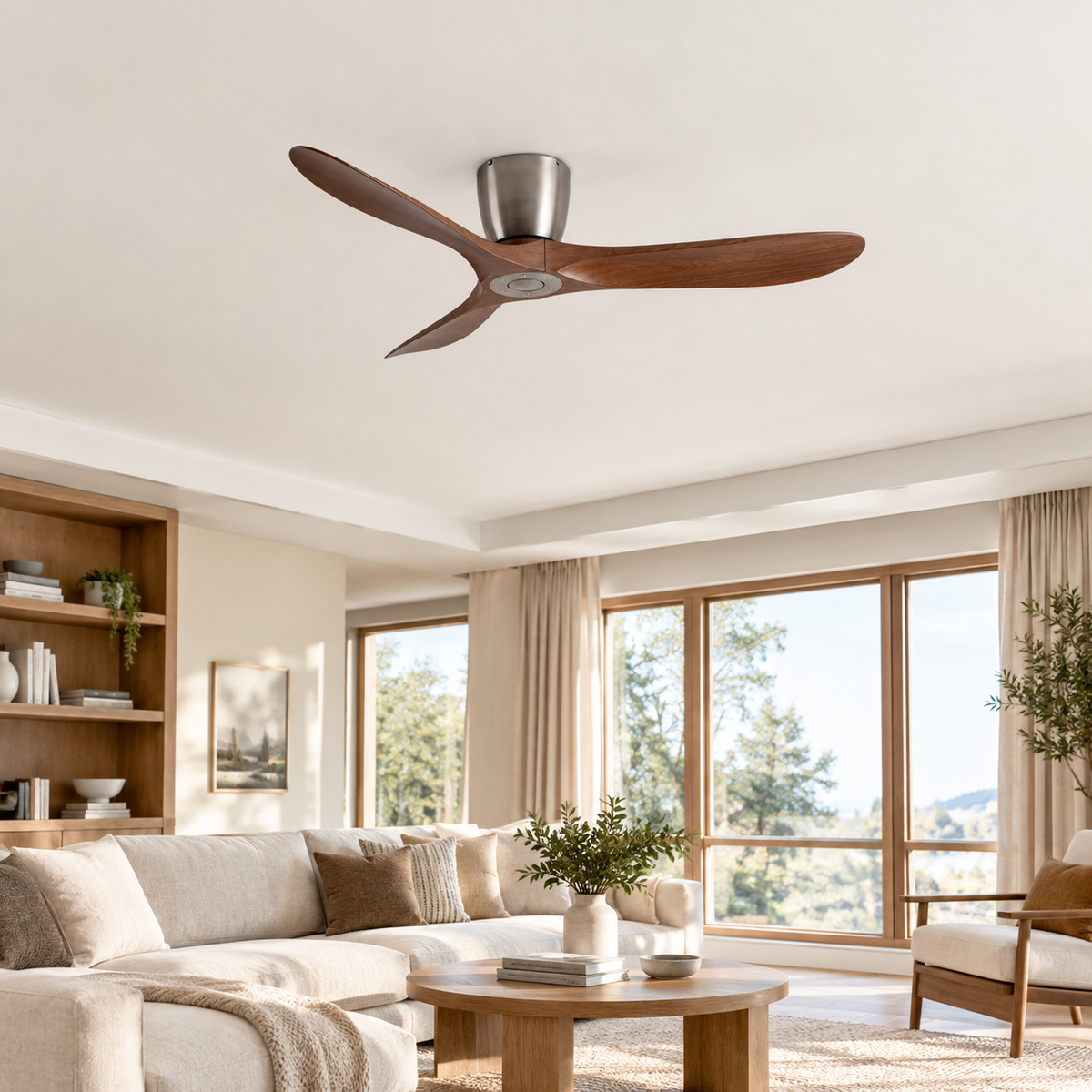 36/42/52 Inch Low Floor DC Motor Ceiling Fan with Light and Remote - 6-Speed Silent Deal NO Light for Low Ceilings for Bedroom - Salon