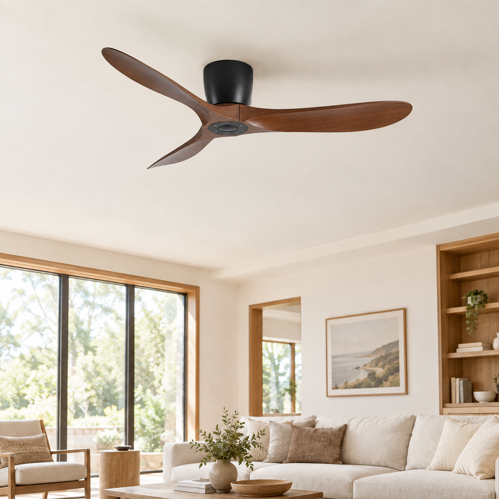 36/42/52 Inch Low Floor DC Motor Ceiling Fan with Light and Remote - 6-Speed Silent Deal NO Light for Low Ceilings for Bedroom - Salon