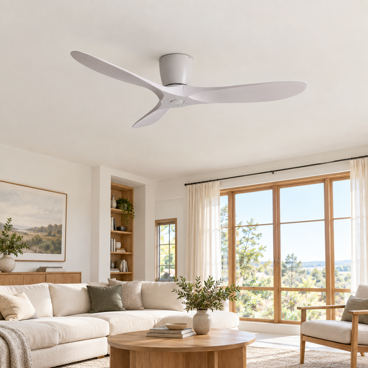 36/42/52 Inch Low Floor DC Motor Ceiling Fan with Light and Remote - 6-Speed Silent Deal NO Light for Low Ceilings for Bedroom - Salon