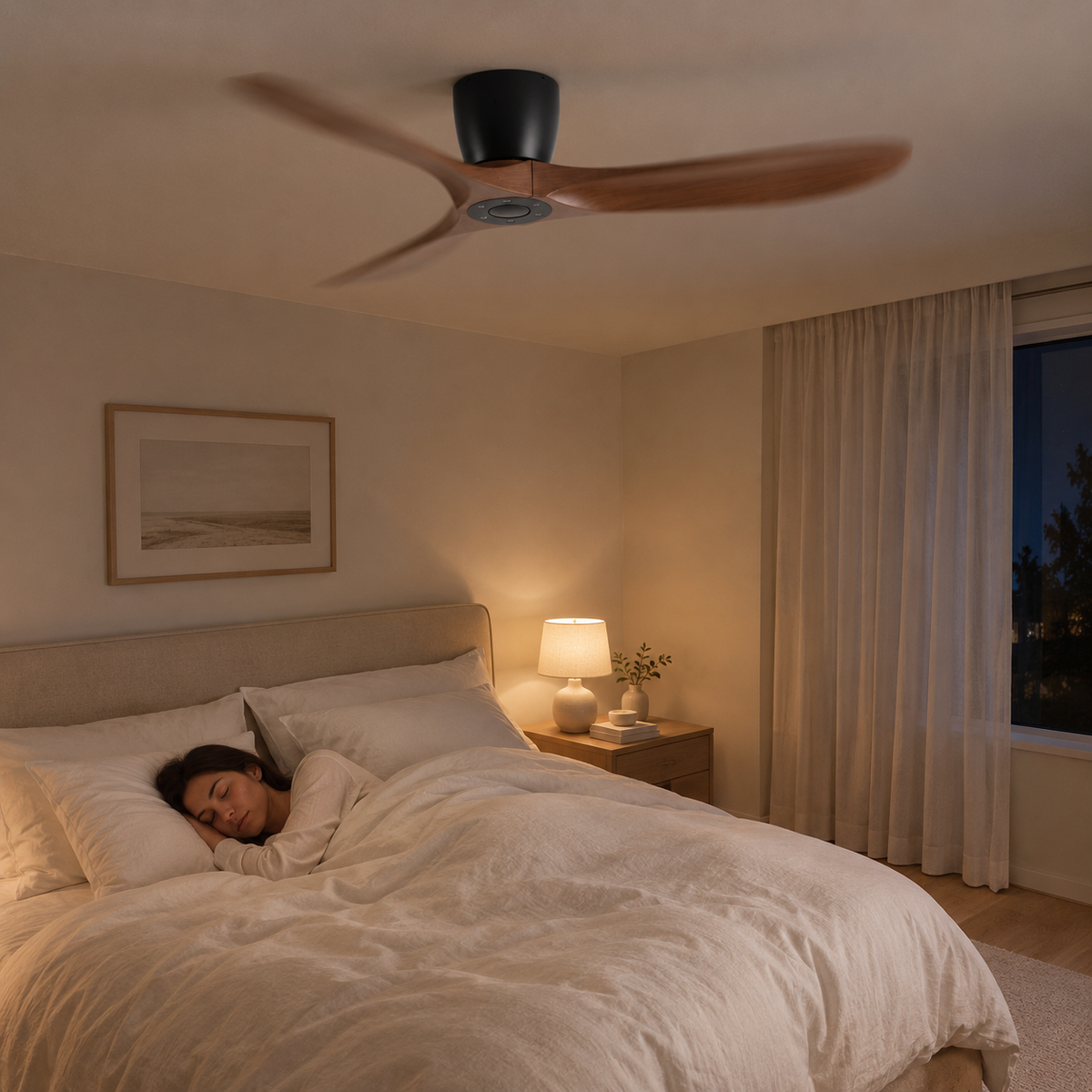 36/42/52 Inch Low Floor DC Motor Ceiling Fan with Light and Remote - 6-Speed Silent Deal NO Light for Low Ceilings for Bedroom - Image 2 Image