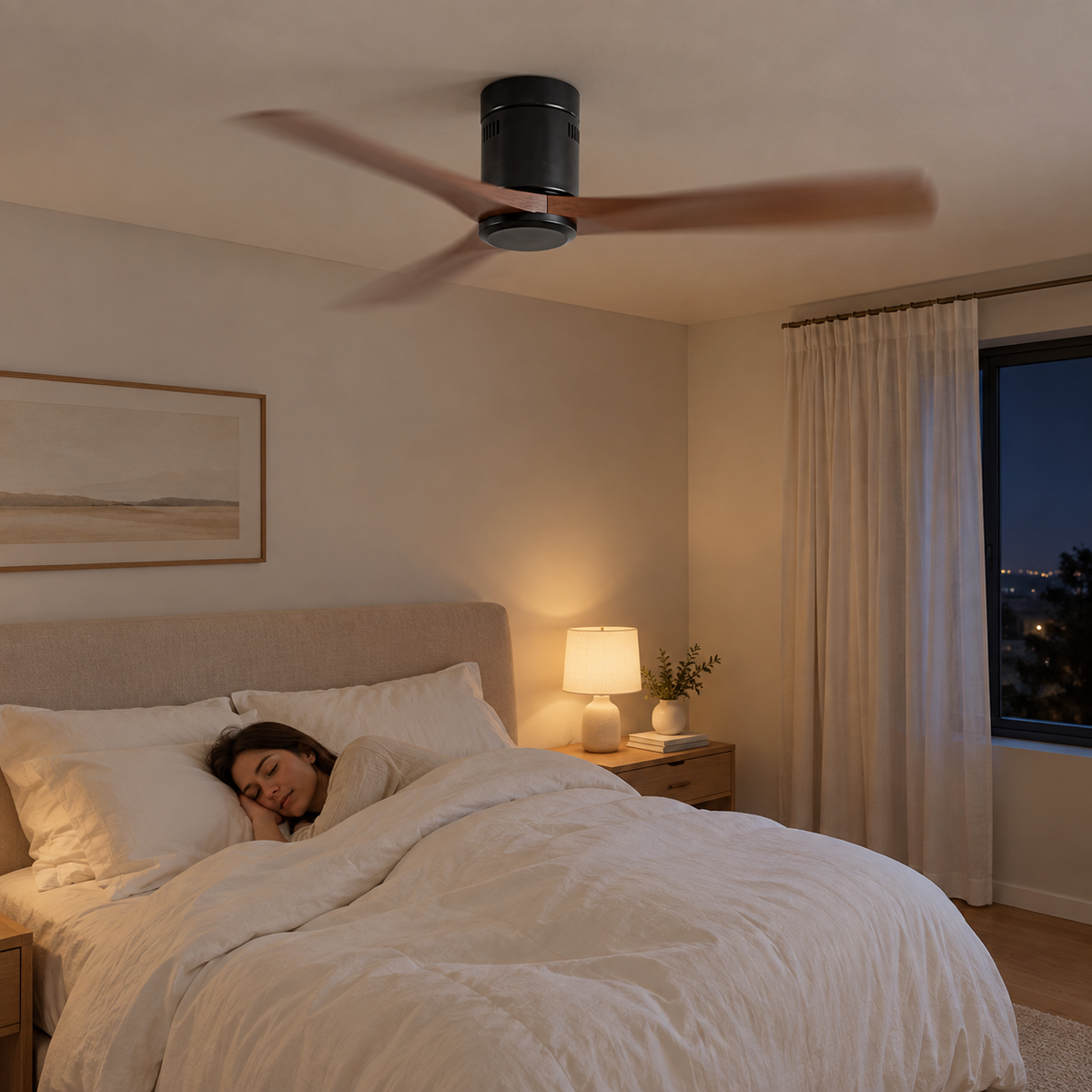 36/42/52 Inch Ultra-Thin DC Motor Ceiling Fan with Light and Remote - 6-Speed Silent Deal NO Light for Low Ceilings for Bedroom - Image 2 Image