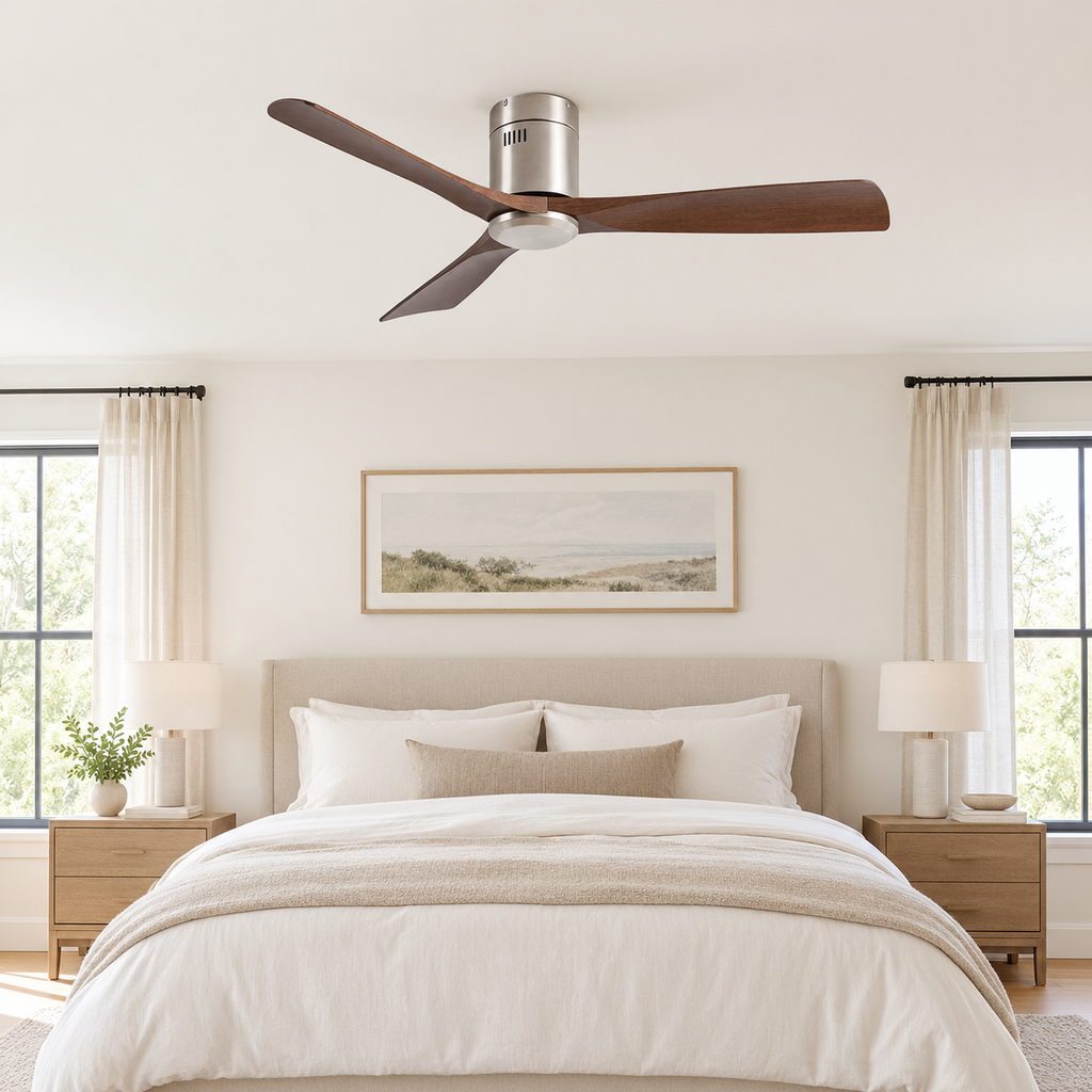 36/42/52 Inch Ultra-Thin DC Motor Ceiling Fan with Light and Remote - 6-Speed Silent Deal NO Light for Low Ceilings for Bedroom - Chambre