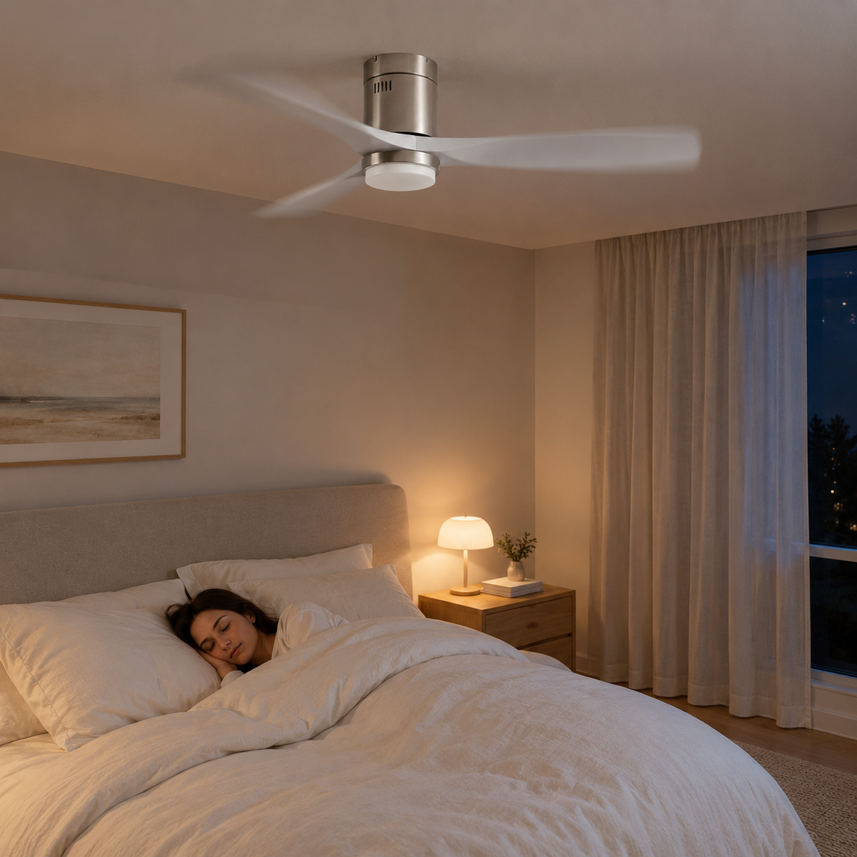 36/42/52 Inch Ultra-Thin DC Motor Ceiling Fan with Light and Remote - 6-Speed Silent Deal NO Light for Low Ceilings for Bedroom - Image 2 Image