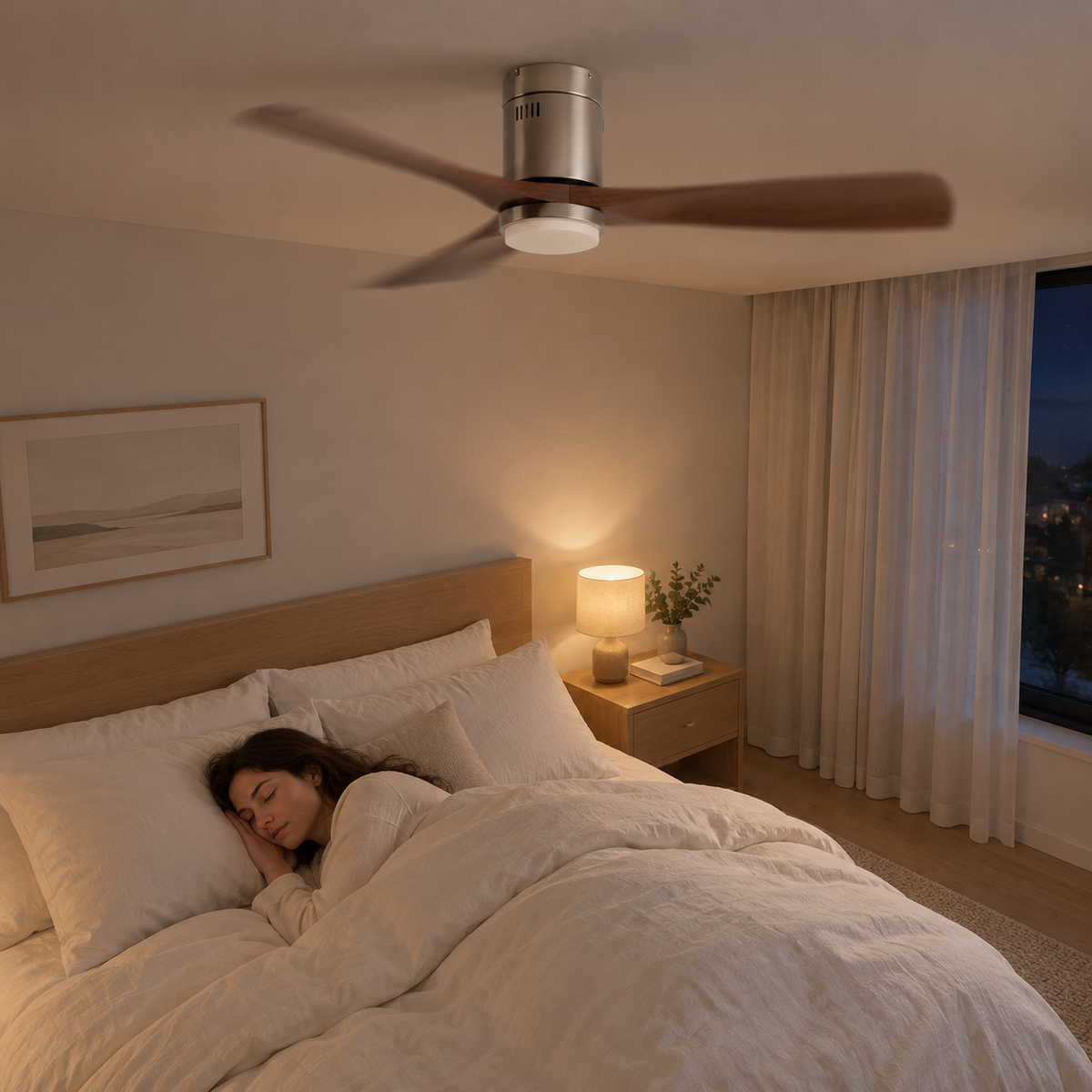 36/42/52 Inch Ultra-Thin DC Motor Ceiling Fan with Light and Remote - 6-Speed Silent Deal NO Light for Low Ceilings for Bedroom - Image 2 Image
