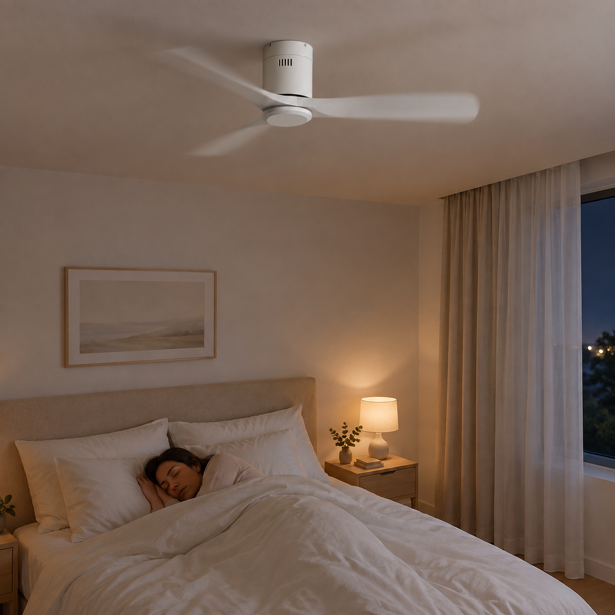 36/42/52 Inch Ultra-Thin DC Motor Ceiling Fan with Light and Remote - 6-Speed Silent Deal NO Light for Low Ceilings for Bedroom - Image 2 Image