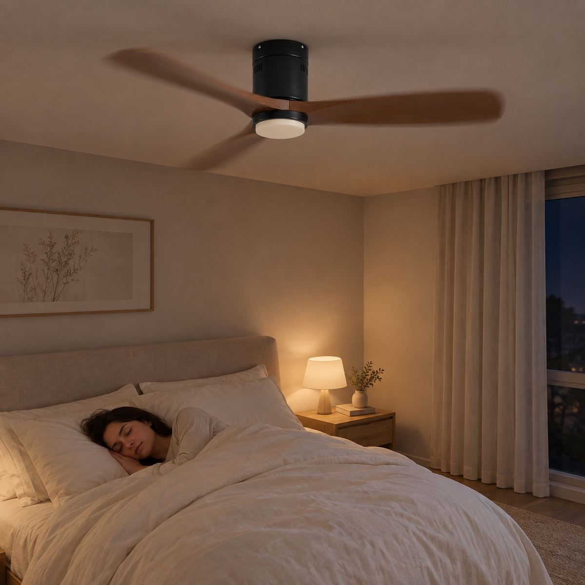 36/42/52 Inch Ultra-Thin DC Motor Ceiling Fan with Light and Remote - 6-Speed Silent Deal NO Light for Low Ceilings for Bedroom - Image 2 Image