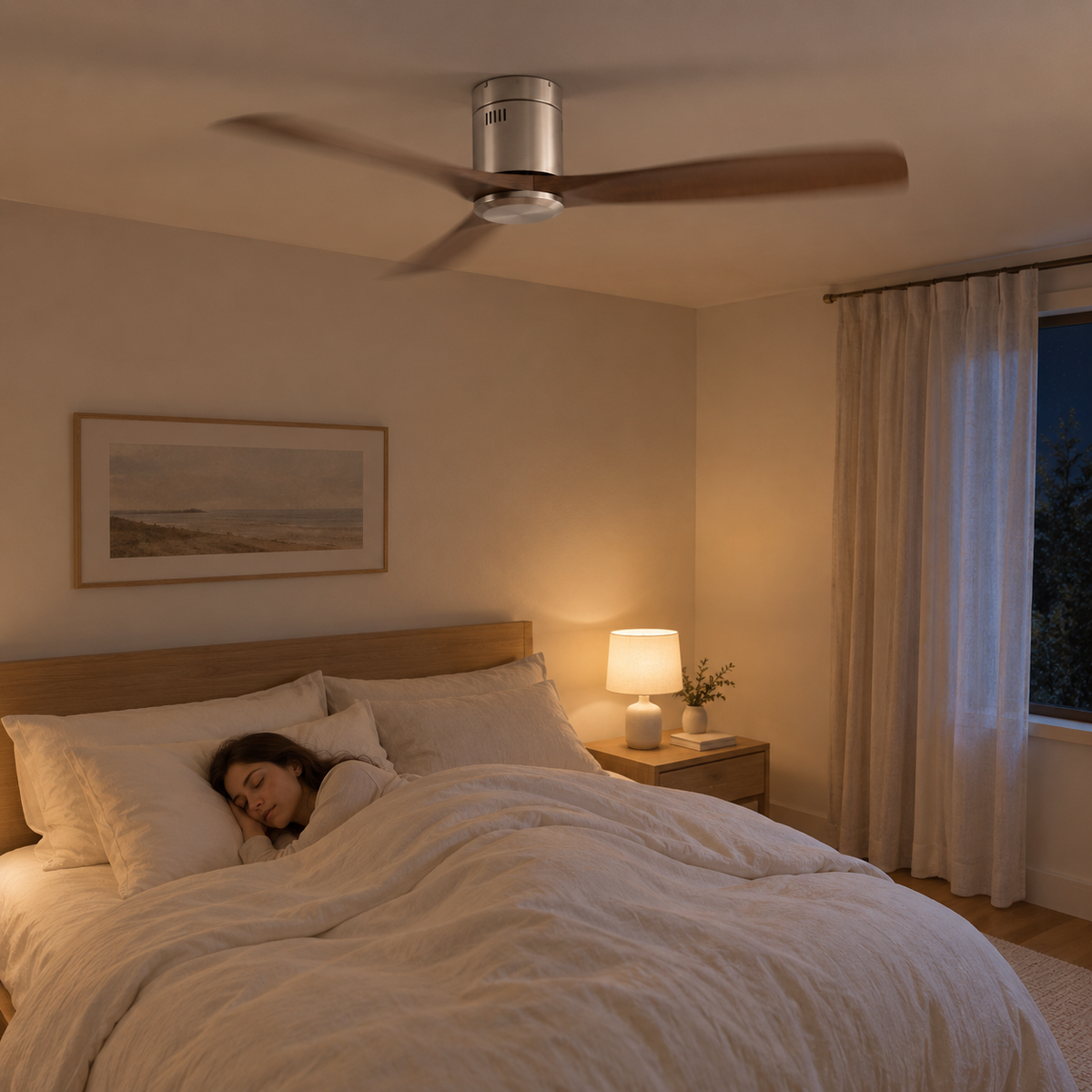 36/42/52 Inch Ultra-Thin DC Motor Ceiling Fan with Light and Remote - 6-Speed Silent Deal NO Light for Low Ceilings for Bedroom - Image 2 Image