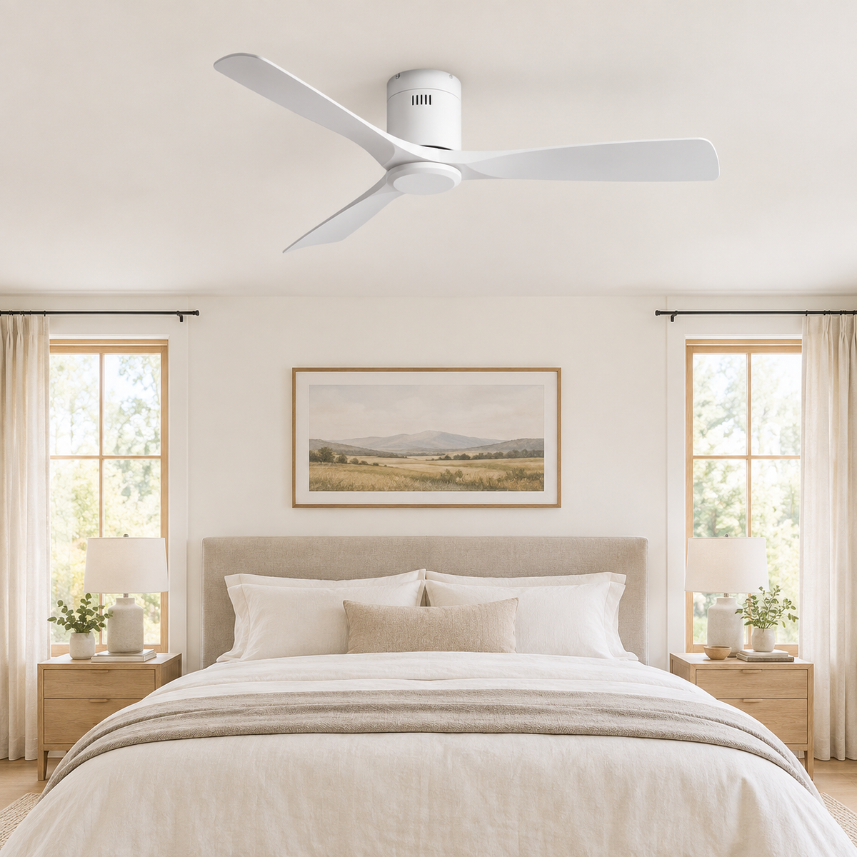 36/42/52 Inch Ultra-Thin DC Motor Ceiling Fan with Light and Remote - 6-Speed Silent Deal NO Light for Low Ceilings for Bedroom - Chambre