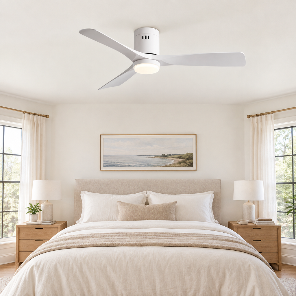 36/42/52 Inch Ultra-Thin DC Motor Ceiling Fan with Light and Remote - 6-Speed Silent Deal NO Light for Low Ceilings for Bedroom - Chambre