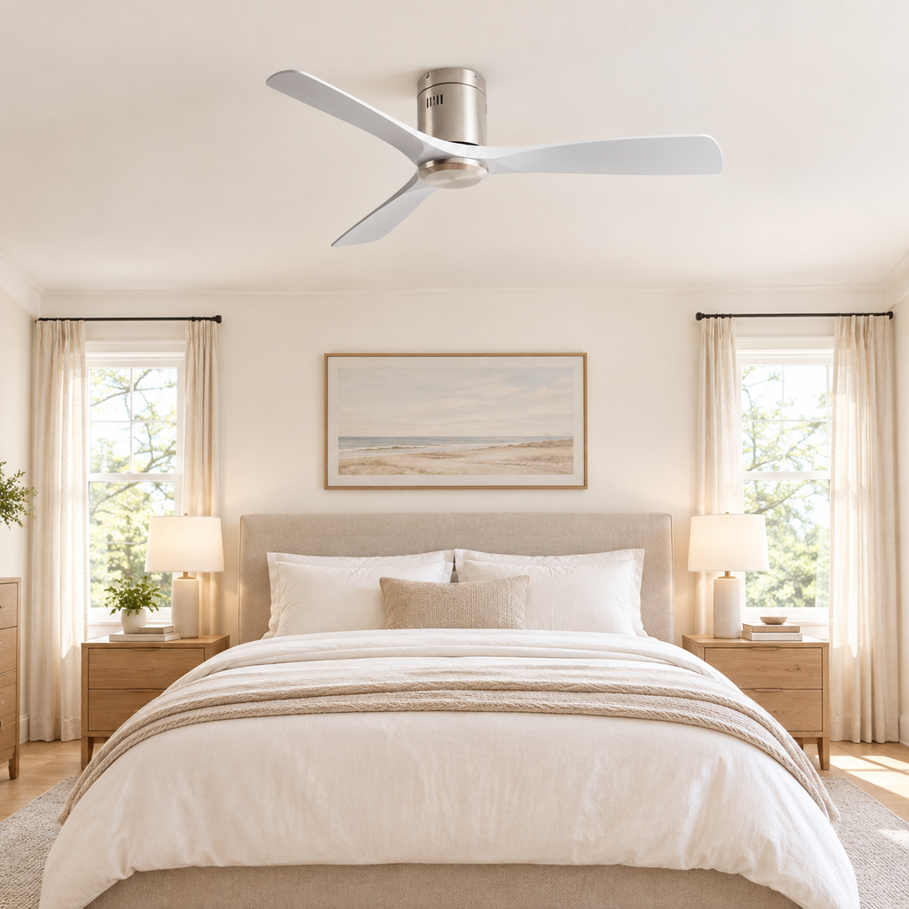 36/42/52 Inch Ultra-Thin DC Motor Ceiling Fan with Light and Remote - 6-Speed Silent Deal NO Light for Low Ceilings for Bedroom - Chambre