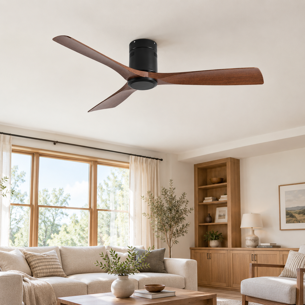 36/42/52 Inch Ultra-Thin DC Motor Ceiling Fan with Light and Remote - 6-Speed Silent Deal NO Light for Low Ceilings for Bedroom - Salon