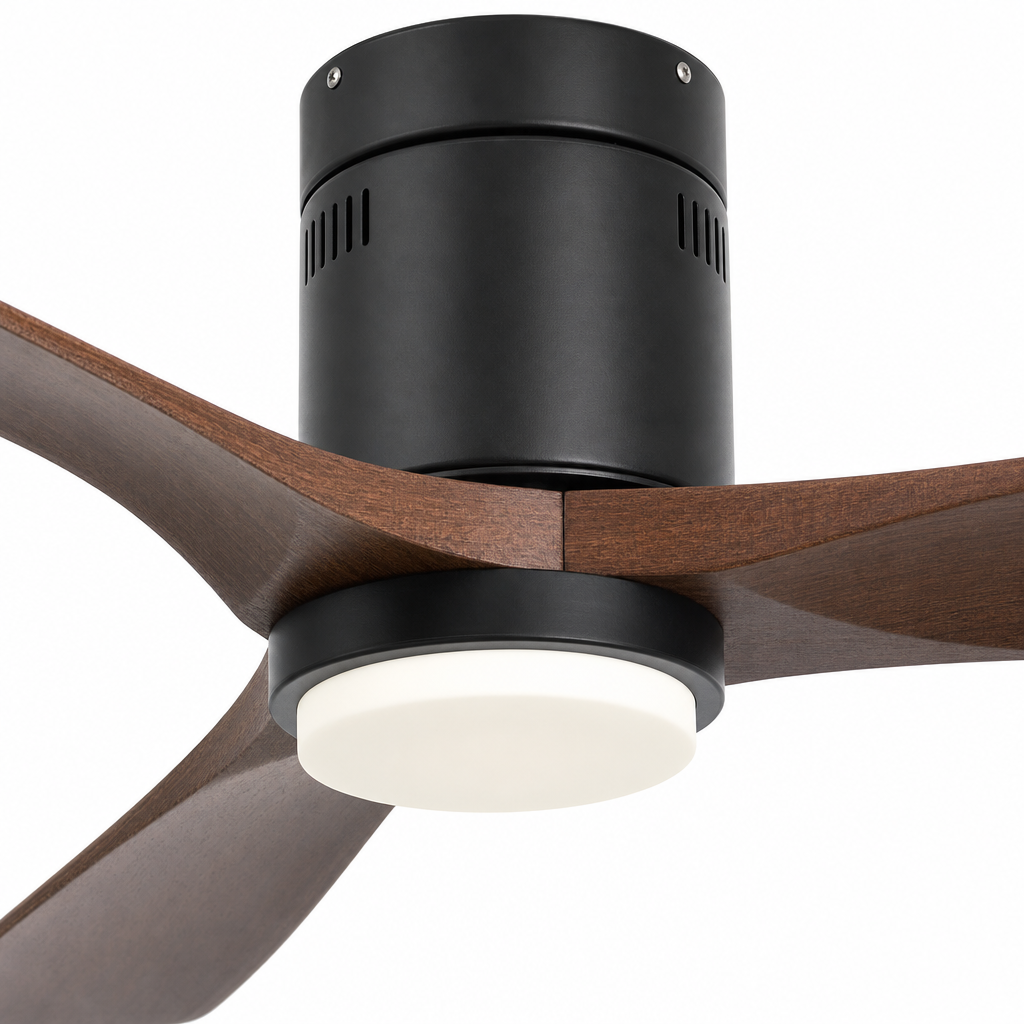 36/42/52 Inch Ultra-Thin DC Motor Ceiling Fan with Light and Remote - 6-Speed Silent Deal NO Light for Low Ceilings for Bedroom - Close up 1