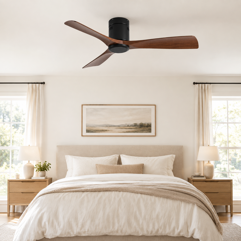 36/42/52 Inch Ultra-Thin DC Motor Ceiling Fan with Light and Remote - 6-Speed Silent Deal NO Light for Low Ceilings for Bedroom - Chambre