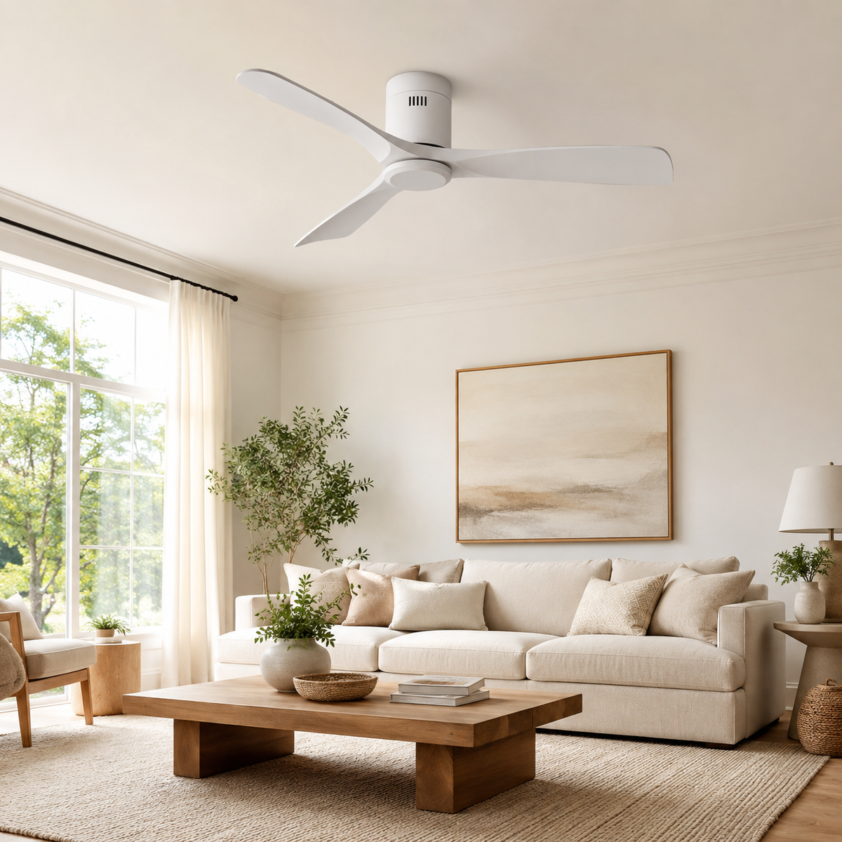 36/42/52 Inch Ultra-Thin DC Motor Ceiling Fan with Light and Remote - 6-Speed Silent Deal NO Light for Low Ceilings for Bedroom - Image 1 Image
