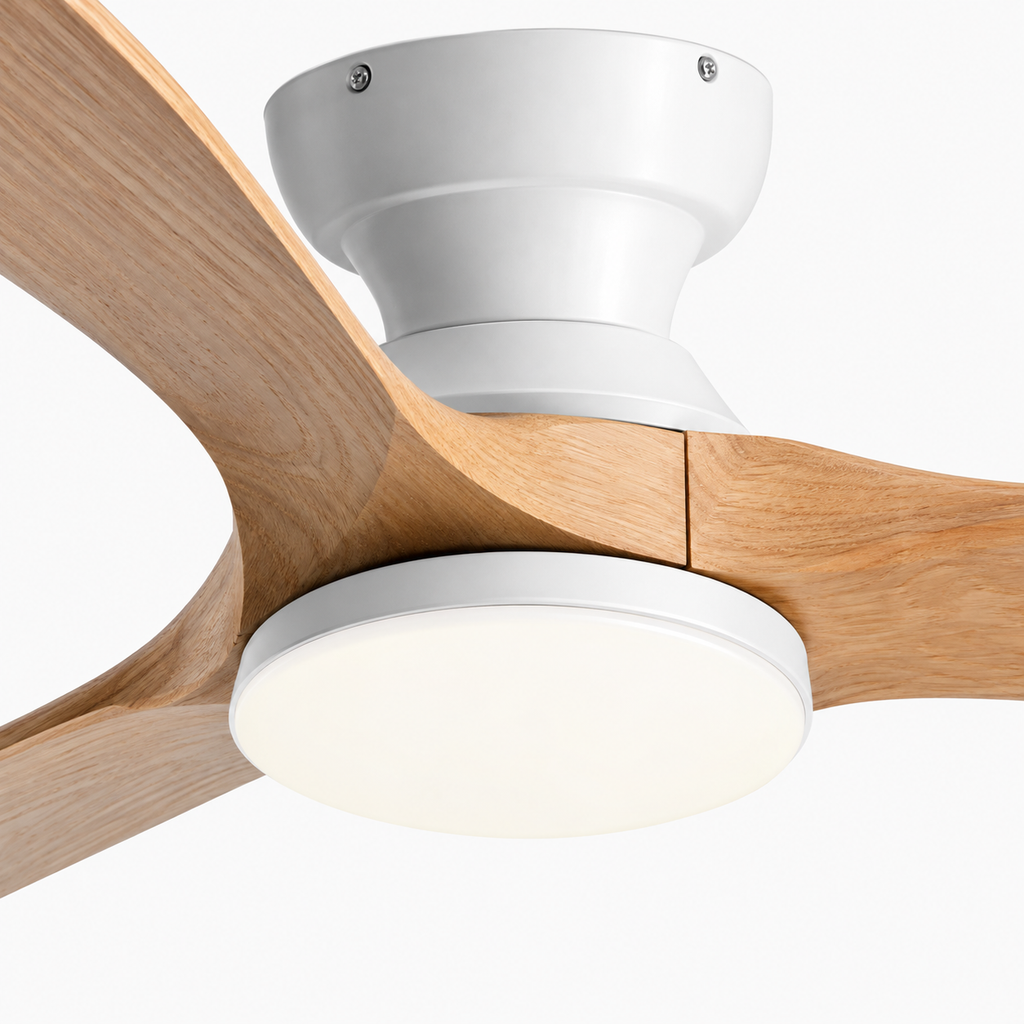 36/42/52inch Low Floor Ceiling Fan Light Remote Control Led Lights Indoor Restaurant Solid Wood Fan Leaves With Fan Chandelier - Close up 1