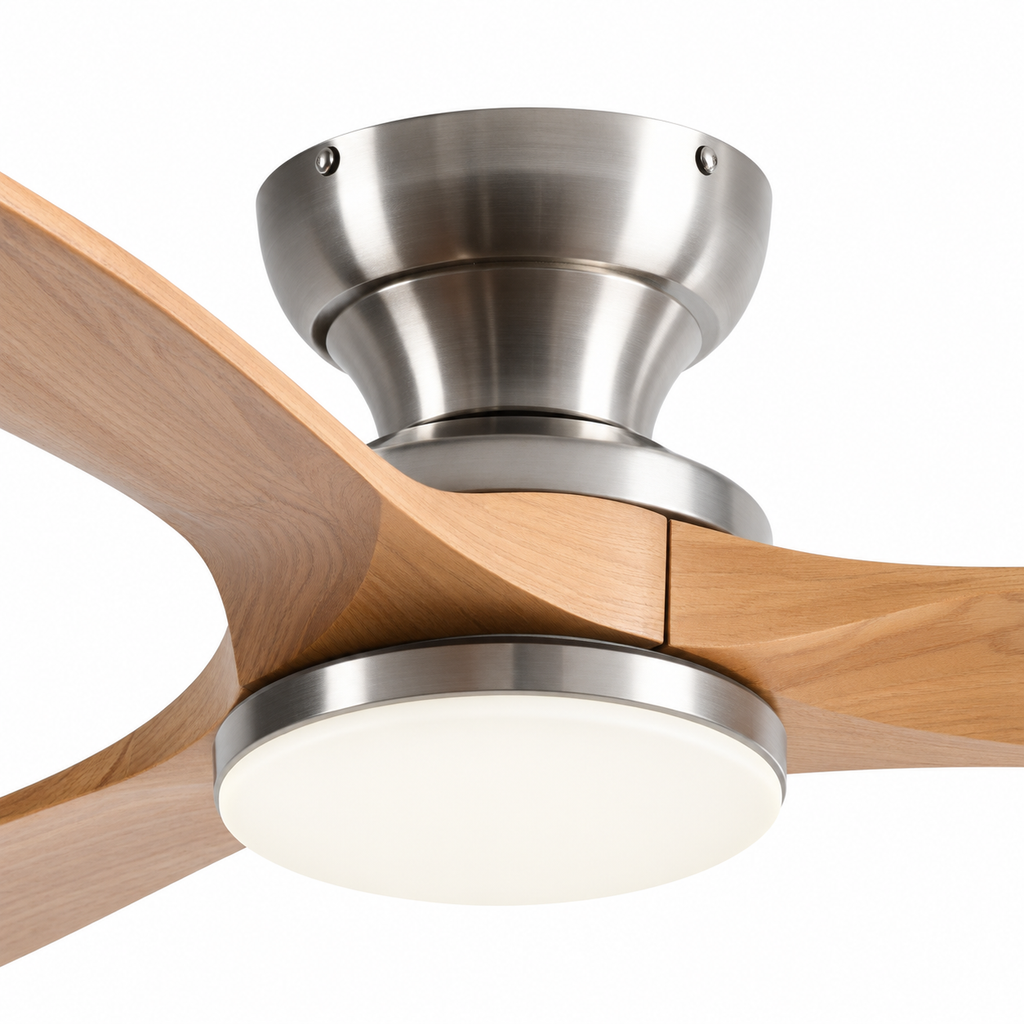 36/42/52inch Low Floor Ceiling Fan Light Remote Control Led Lights Indoor Restaurant Solid Wood Fan Leaves With Fan Chandelier - Close up 1