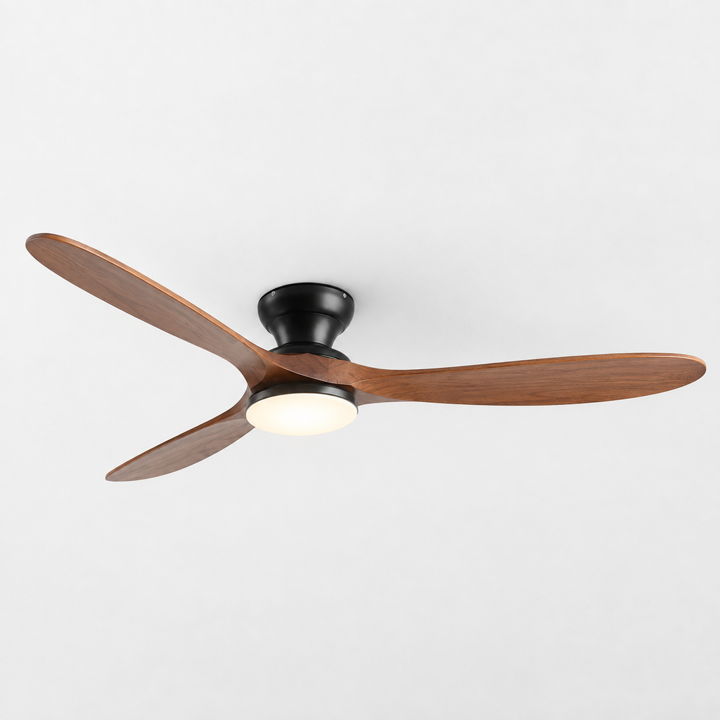 36/42/52inch Low Floor Ceiling Fan Light Remote Control Led Lights Indoor Restaurant Solid Wood Fan Leaves With Fan Chandelier - Packshot