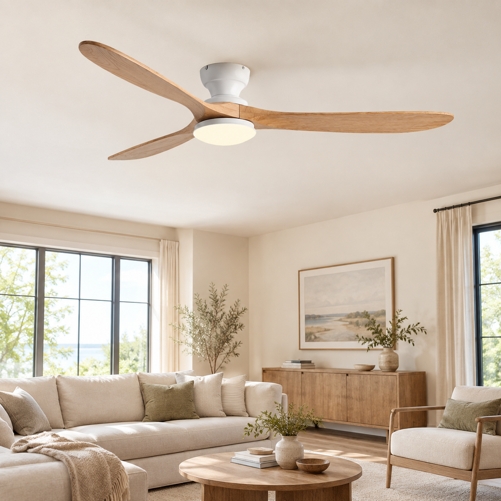 36/42/52inch Low Floor Ceiling Fan Light Remote Control Led Lights Indoor Restaurant Solid Wood Fan Leaves With Fan Chandelier - Salon