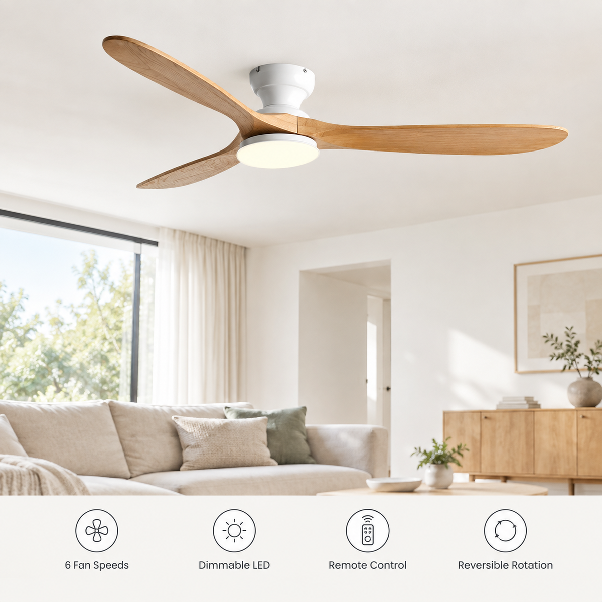 36/42/52inch Low Floor Ceiling Fan Light Remote Control Led Lights Indoor Restaurant Solid Wood Fan Leaves With Fan Chandelier - Fonctionnalitées