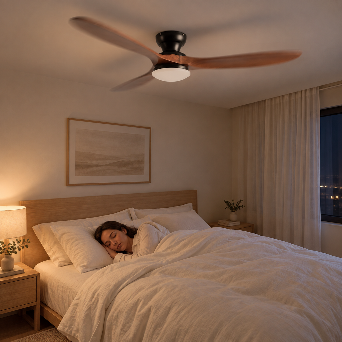 36/42/52inch Low Floor Ceiling Fan Light Remote Control Led Lights Indoor Restaurant Solid Wood Fan Leaves With Fan Chandelier - Image 2 Image