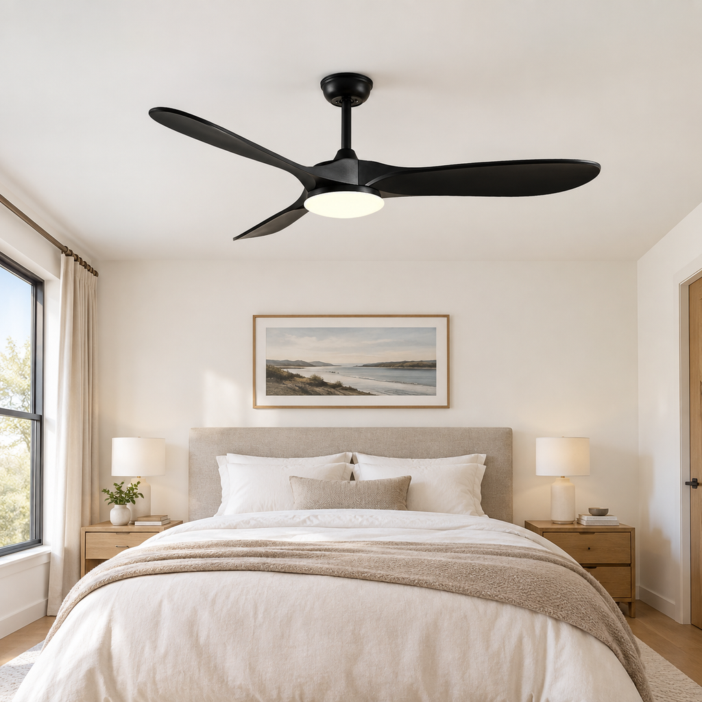 36-60 Inch Ceiling Fan Industrial Vintage ABS Ventilator with LED Light and Remote Control Decorative Blower Retro Large Fans - Chambre